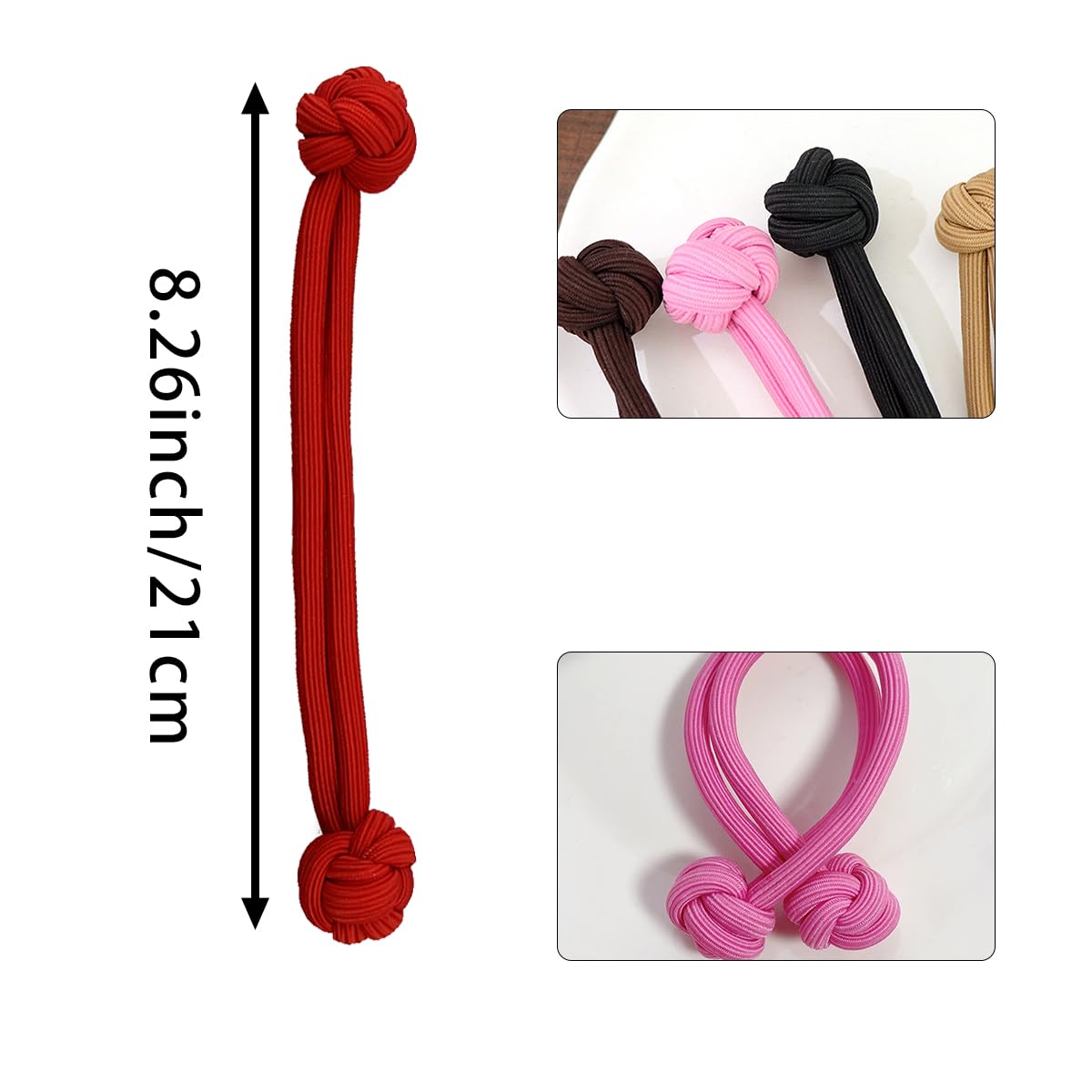 8 PACK Chinese Knot Scrunchies for Women Girls Rubber Band Hair Ball High Elastic Thick Hair Ties for Thick and Thin Hair