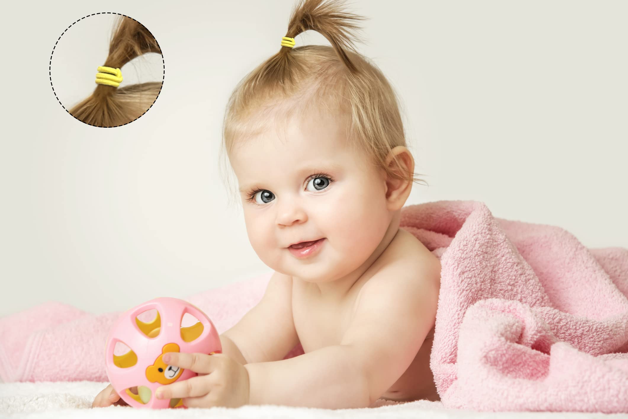 CÉLLOT Baby Hair Ties - 360PCS Elastic Ponytail Holders, No Crease, 2cm Diameter, Mix Colors, Ideal for Toddlers & Kids
