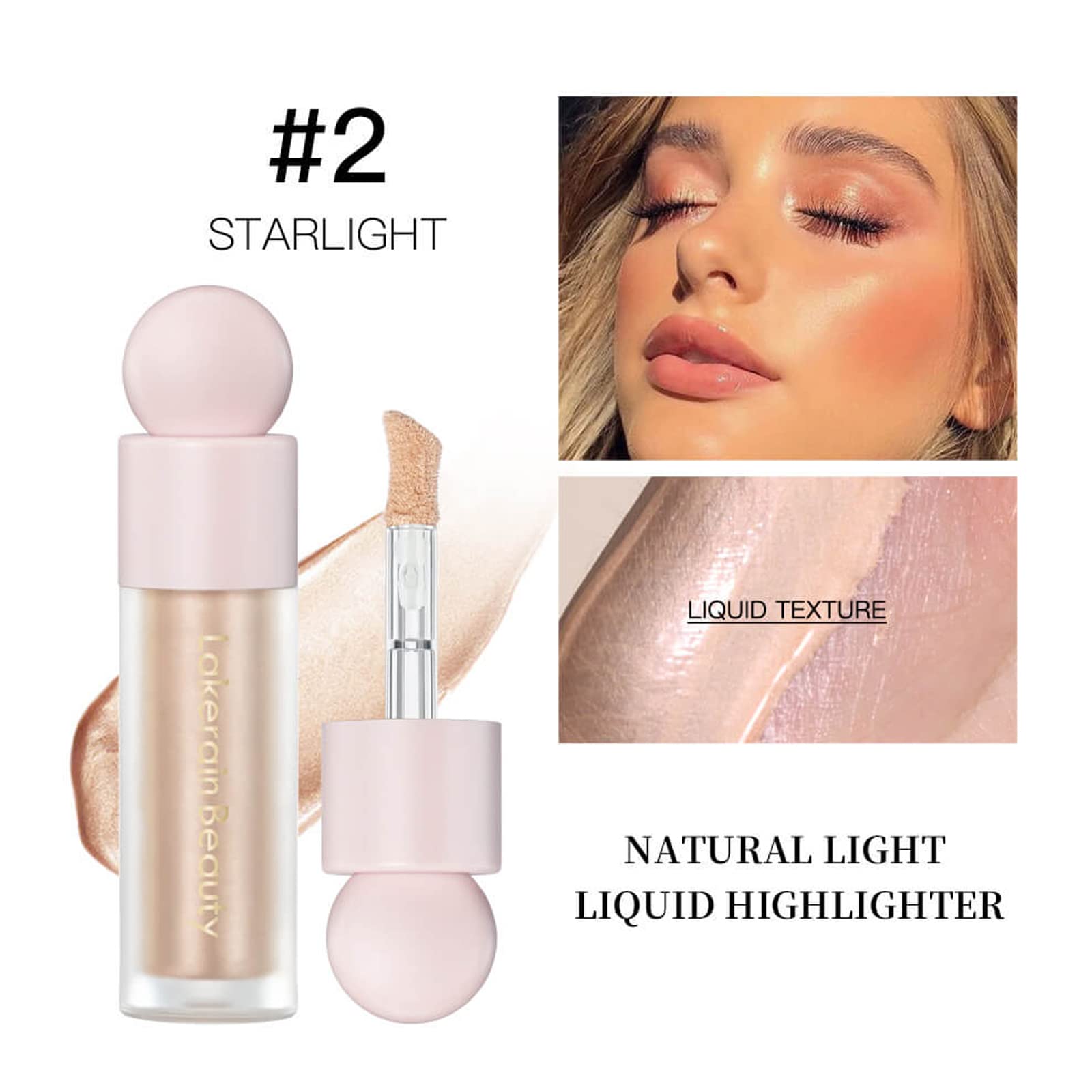 Meicoly Light Liquid Highlighter,Long Lasting Liquid Luminizer Shimmer Stick,Waterproof Smooth Highlight Face Illuminator,Silky