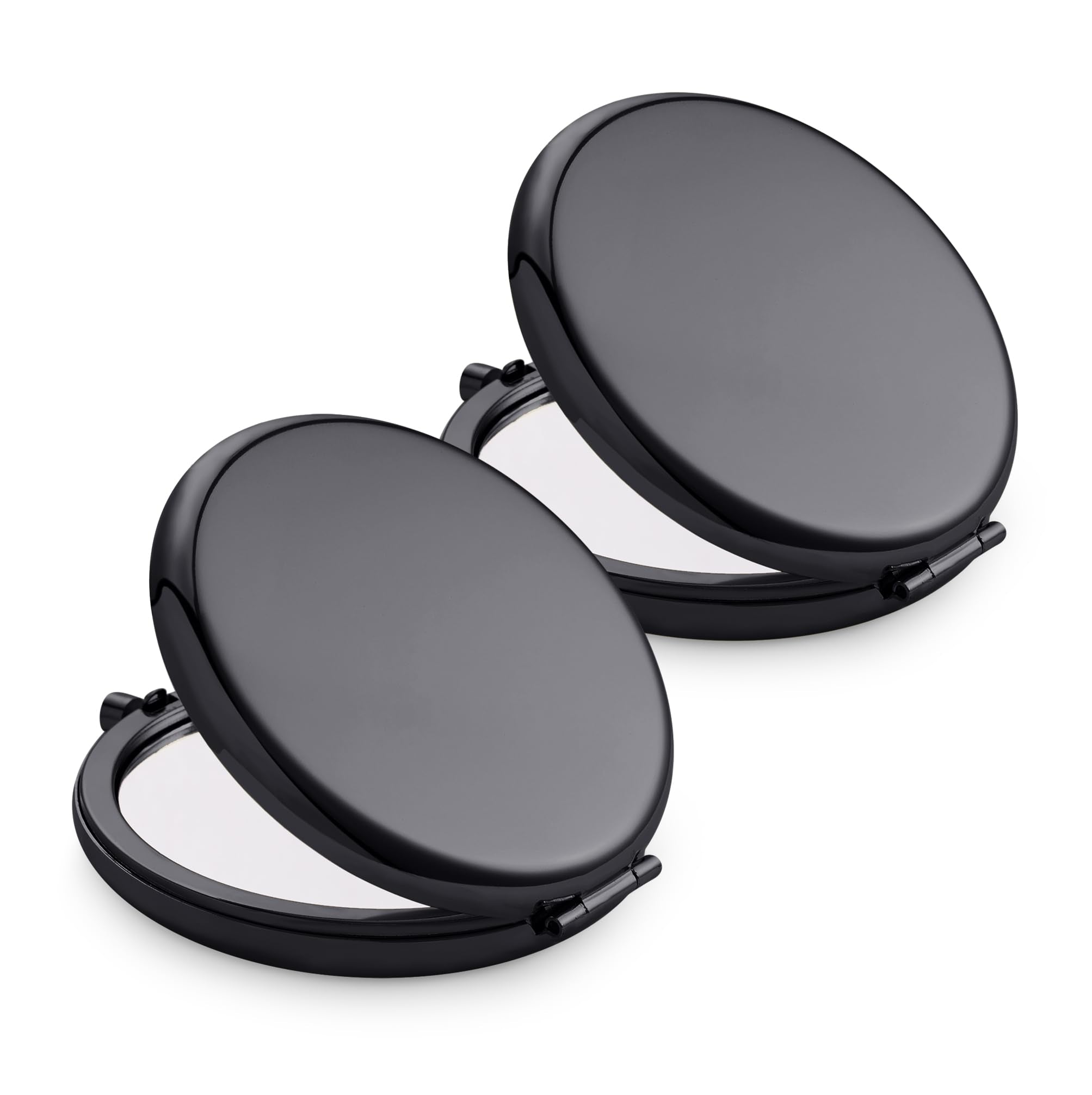 Compact Mirror For Purse, Metal Round Shell, Double-Sided 1X/2X Magnifying, Portable Travel Makeup Mirror, Mini Pocket Mirror, B