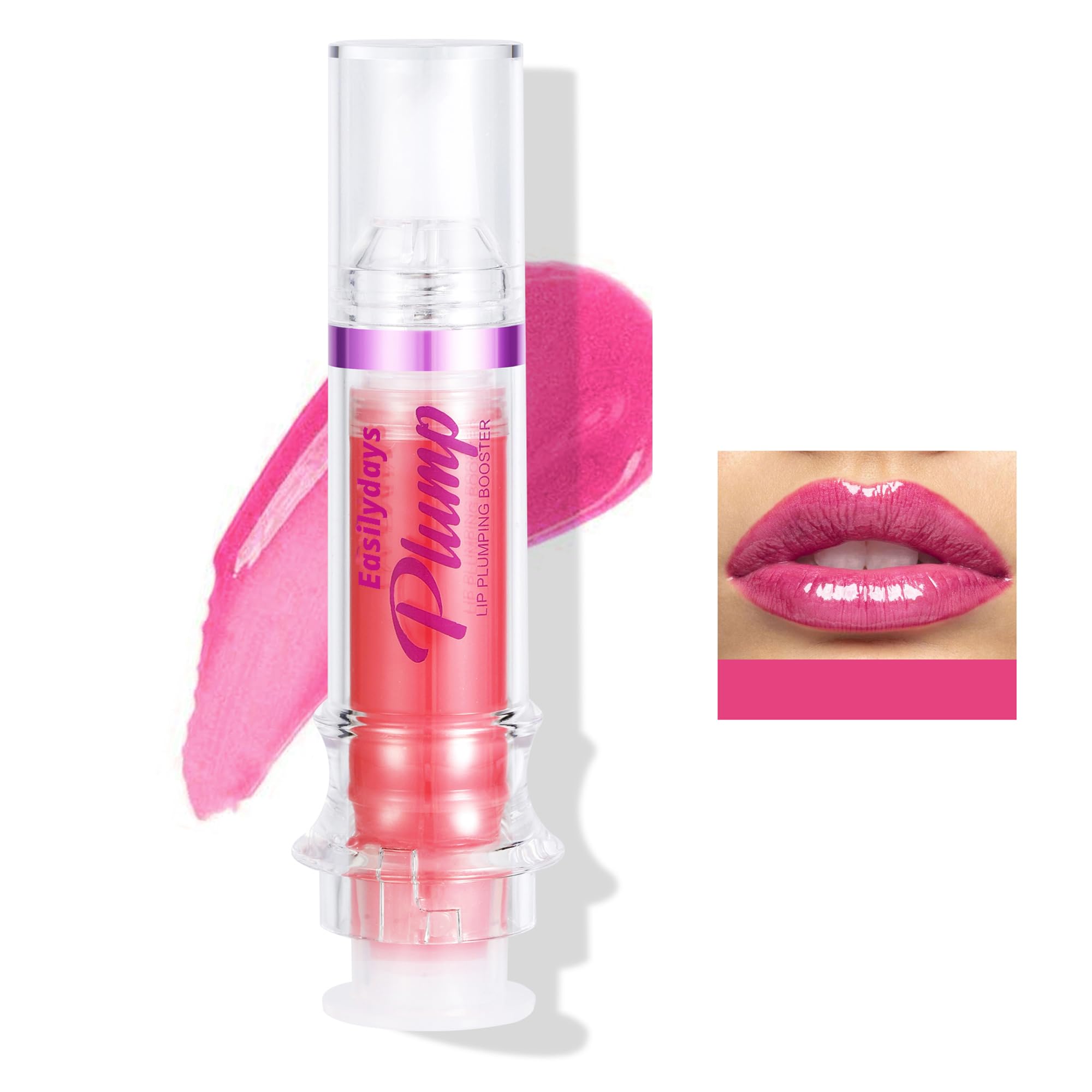 Easilydays Lip Gloss Plumper Glossy Lip Lipstick, Lifter Gloss, Hydrating, Volumizes, High-Shine, Lip Plumping Lip Glass Mirror 