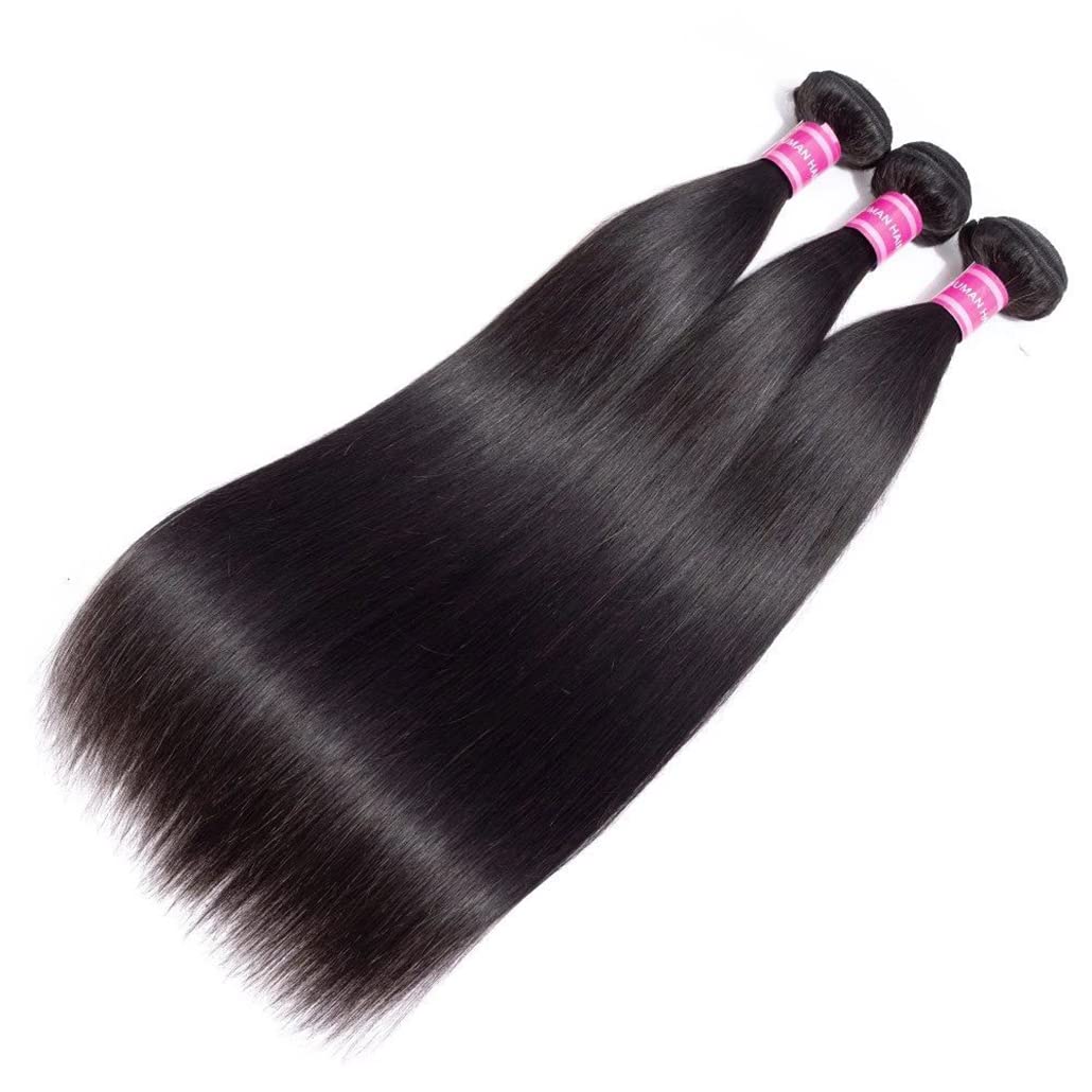 Younsolo Human Hair Bundles Straight Hair 3 Bundles 18 20 22 Inch Brazilian Virgin Hair 100% Unprocessed Natural Black Bundles