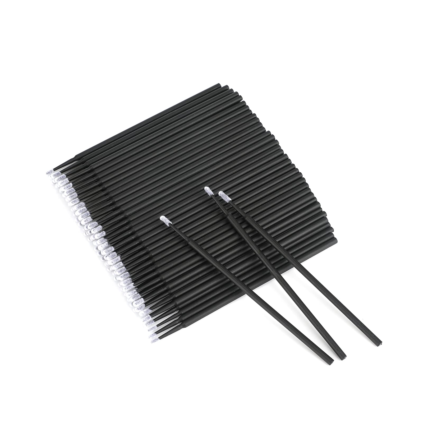 G2PLUS 500PCS Cotton Swabs, Black Disposable Micro Applicators Brush for Makeup and Personal Care, Micro Swabs for Eyelash Exten