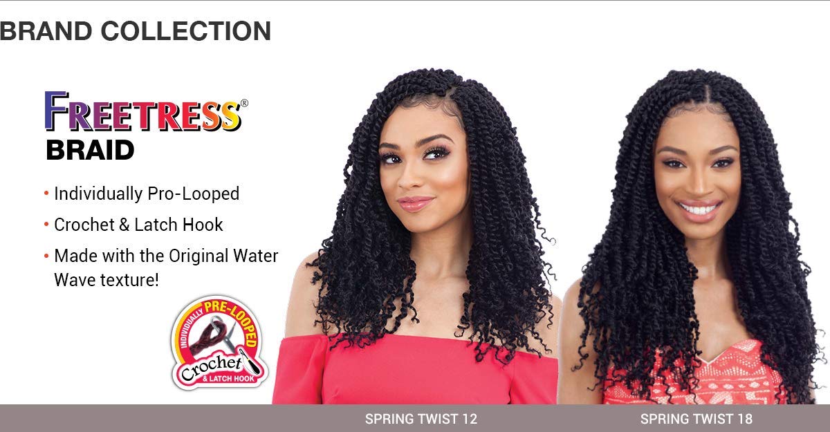 Multi Pack Deals! Freetress Crochet Braids Spring Twist 18'' (5-Pack, 1B)