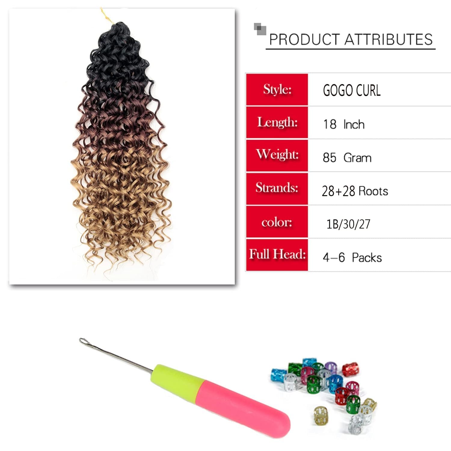 Gogo Curl Crochet Hair 18Inch Water Wave Crochet Hair Ombre Synthetic Bohemian Crochet Braid Deep Wave Braiding Hair Extensions