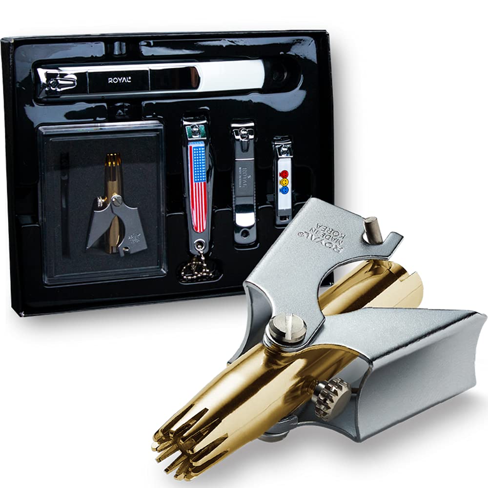 ROYAL [Made in Korea] NO Battery,5 Pcs Nose Hair Trimmer Set, Golden Birdie Value Pack,(Nose Hair Trimmer with 4 Nail Clippers) 