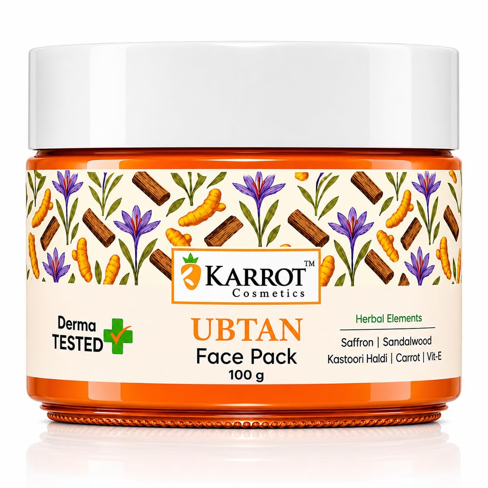 Karrot Ubtan Face Pack For Tan Removal & Brightening | With Kastoori Haldi, Saffron, Sandalwood, Glutathione, Kojic Acid & Alpha