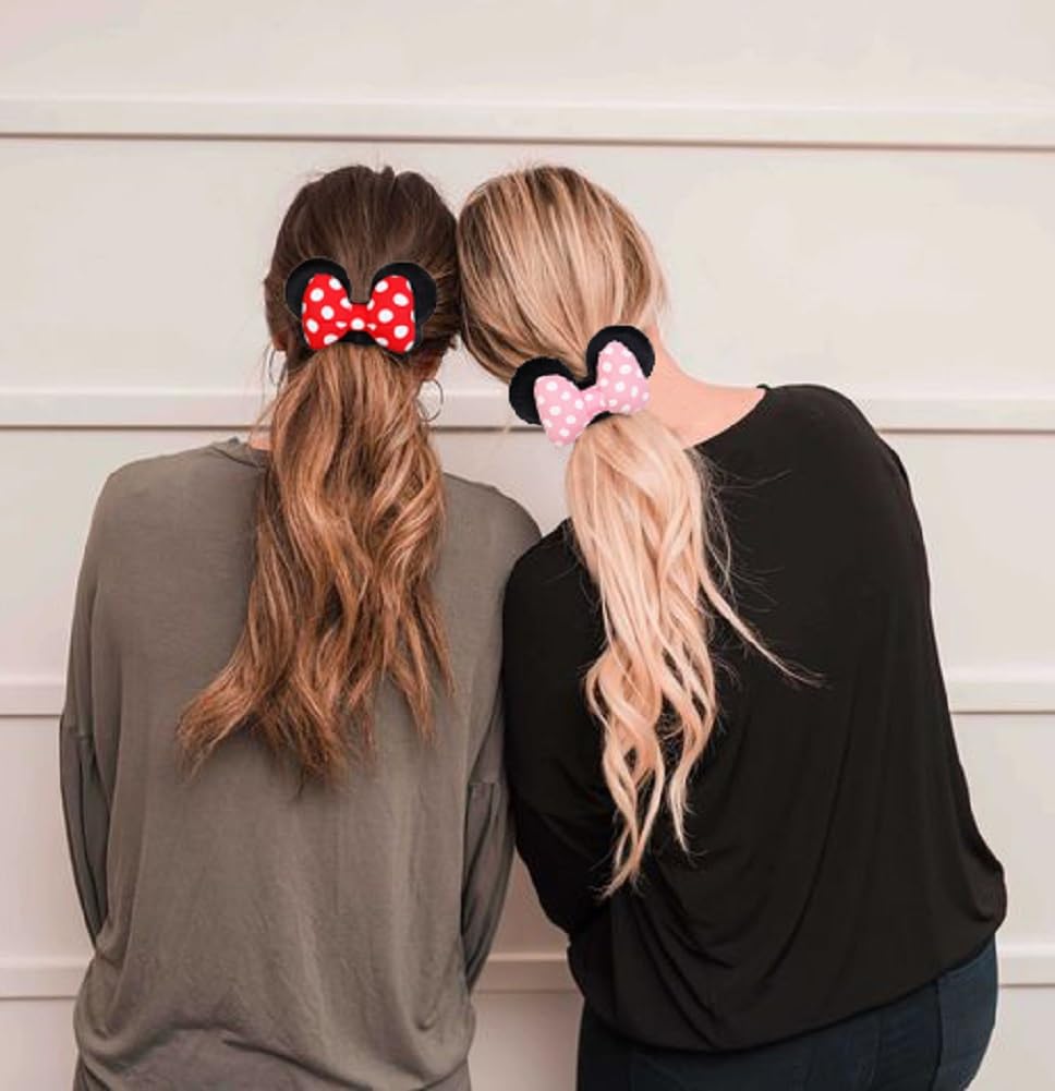 Cute Polka Dot Hair Bow Scrunchies, Velvet Mouse Ear Hair Ties For Women And Girls' Ponytails, Party Favors, Cosplay Costume, Cu
