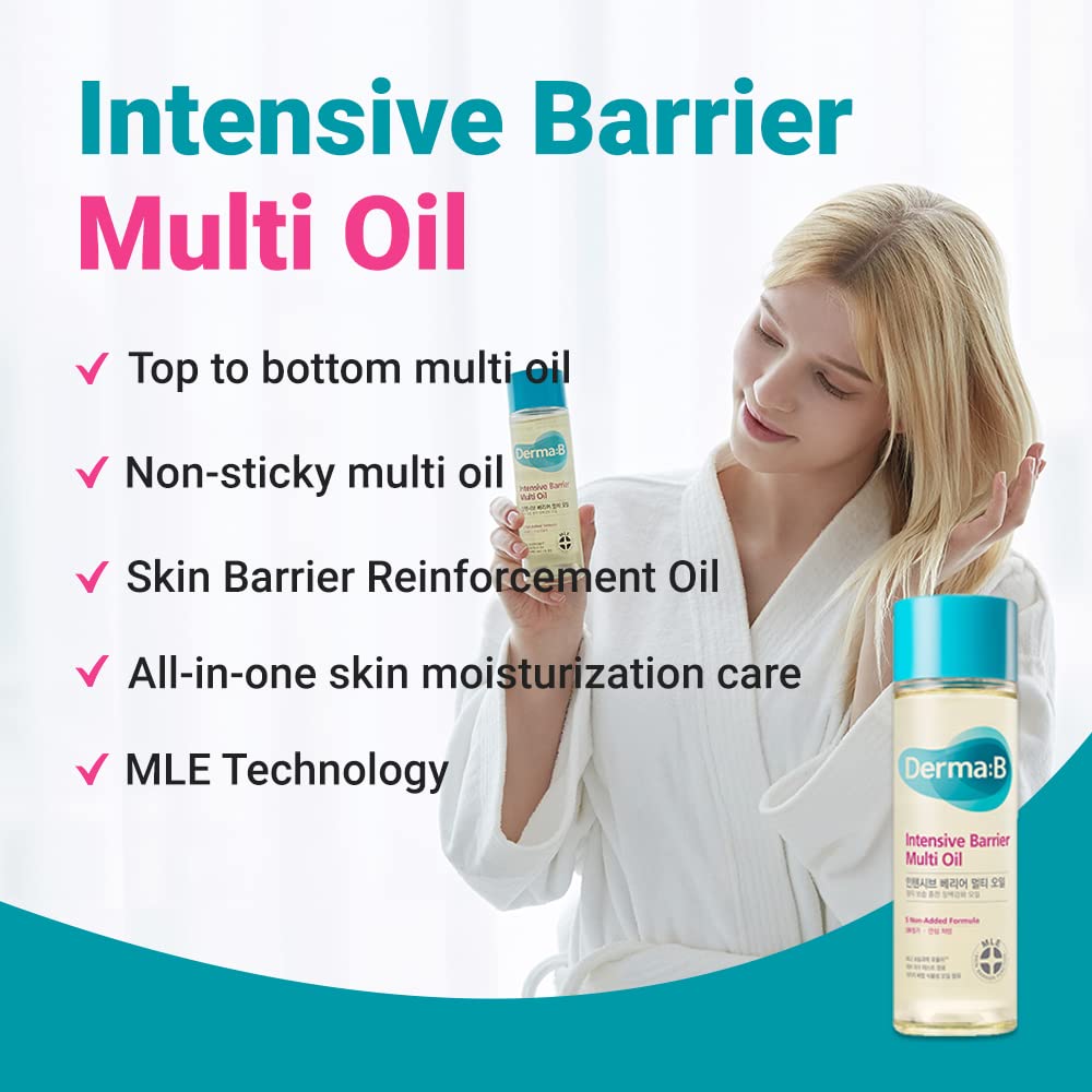 Derma B Intensive Barrier Multi Oil 135Ml, 4.56 Fl Oz, Moisturizing Non-Sticky Multi-Use Oil For Body, Hair & Nails, 10 Botanica