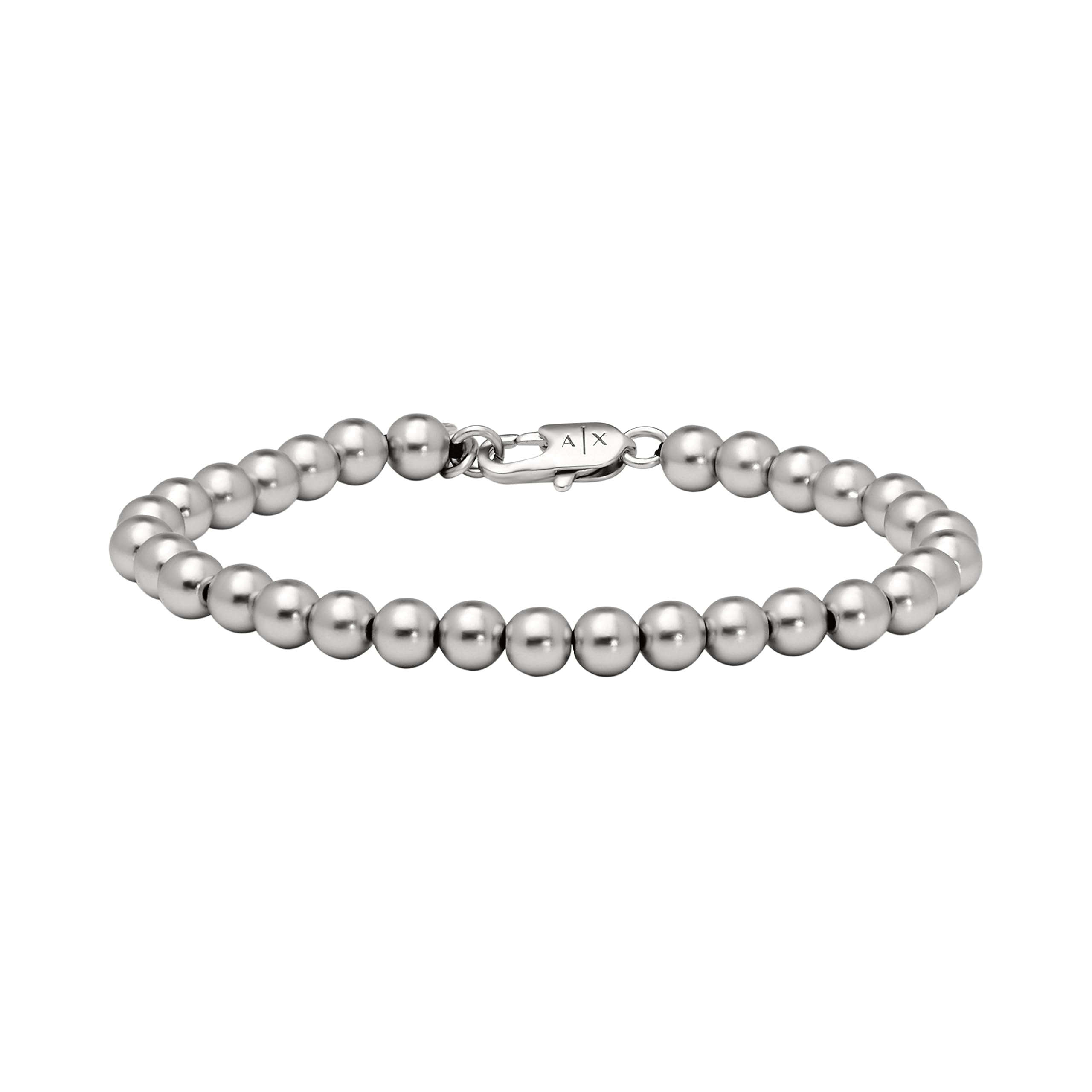 Armani Exchange A|X Mens Silver-Tone Brass Beaded Bracelet (Model: AXG0118040)