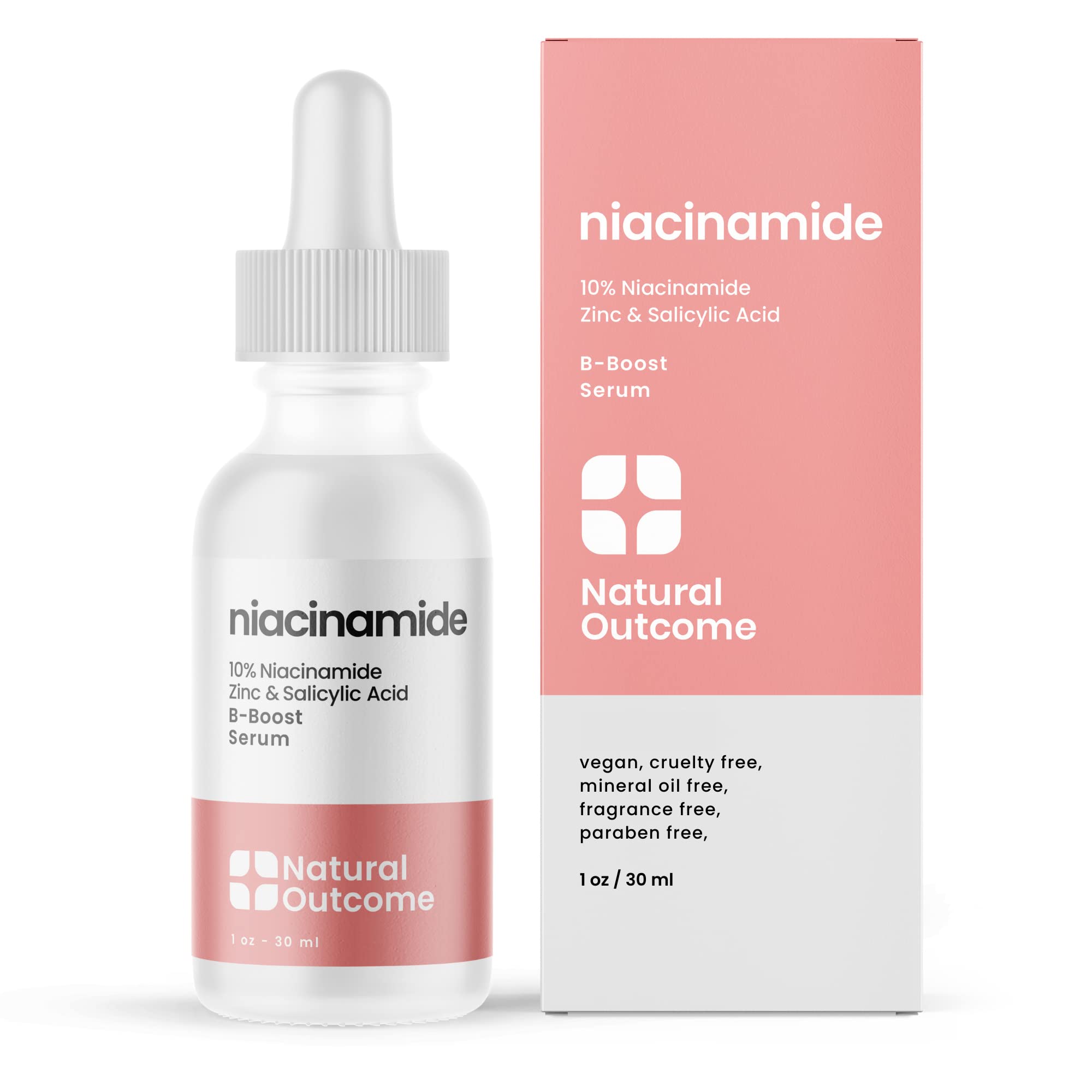 Niacinamide Serum for Face by Natural Outcome Skin Care, B-Boost Niacinamide 10% Plus Zinc 2% Salicylic Acid + Hyaluronic Acid, 