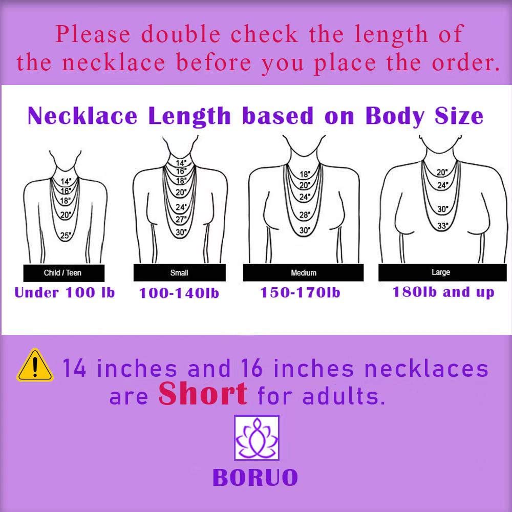 BORUO 925 Sterling Silver Cable Chain Necklace, 1mm Solid Italian Nickel-Free Lobster Claw Clasp 14 Inch