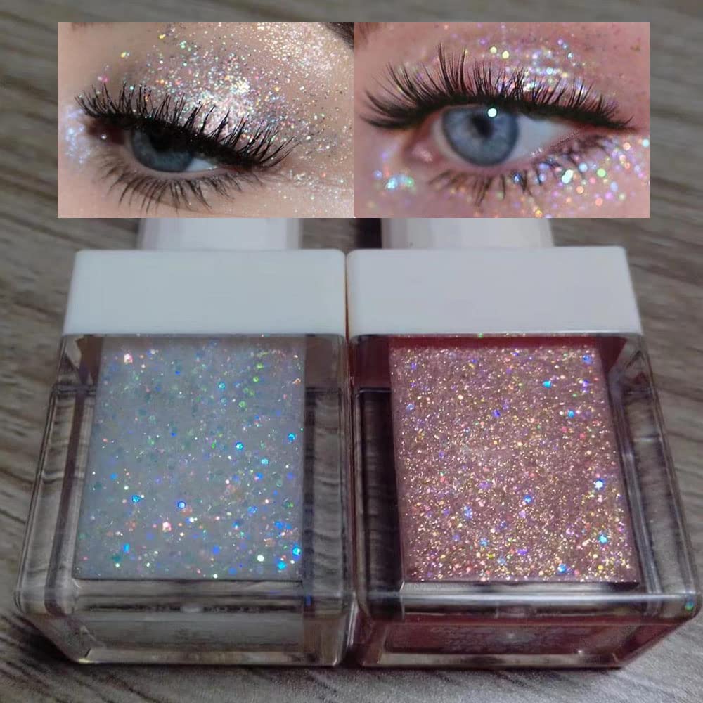 Waterproof Liquid Glitter Eyeshadow Eyeliner Makeup.Fairy Eye Shadow Iridescent Pearl Peach Gold Eyeshadow Liquid Sparkly Eye Li