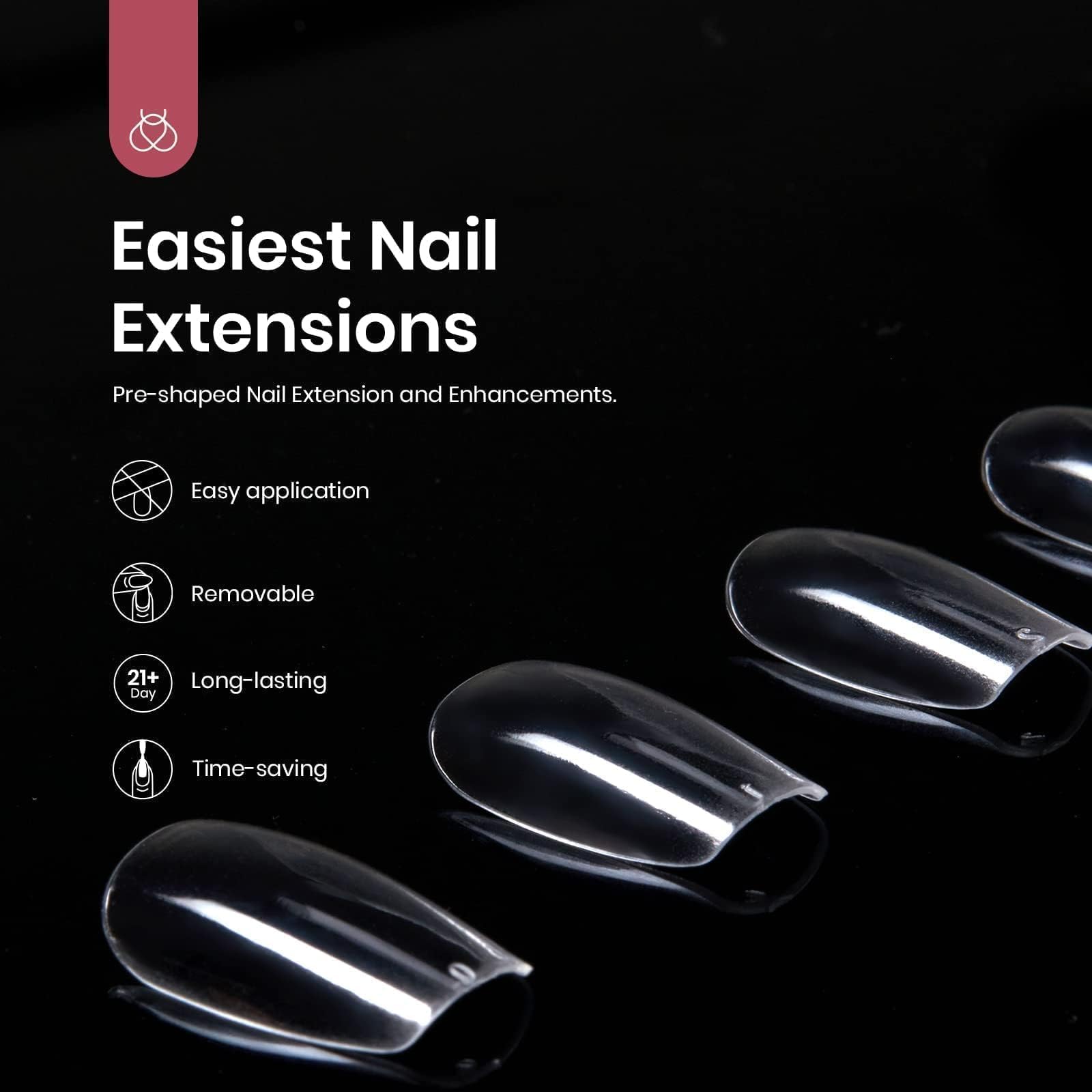 Beetles Gel Nail Tips, 500Pcs Beetles Gel X Short Square Gel Nail Tips Clear Full Cover False Nails Tips Press On Nails For Vale