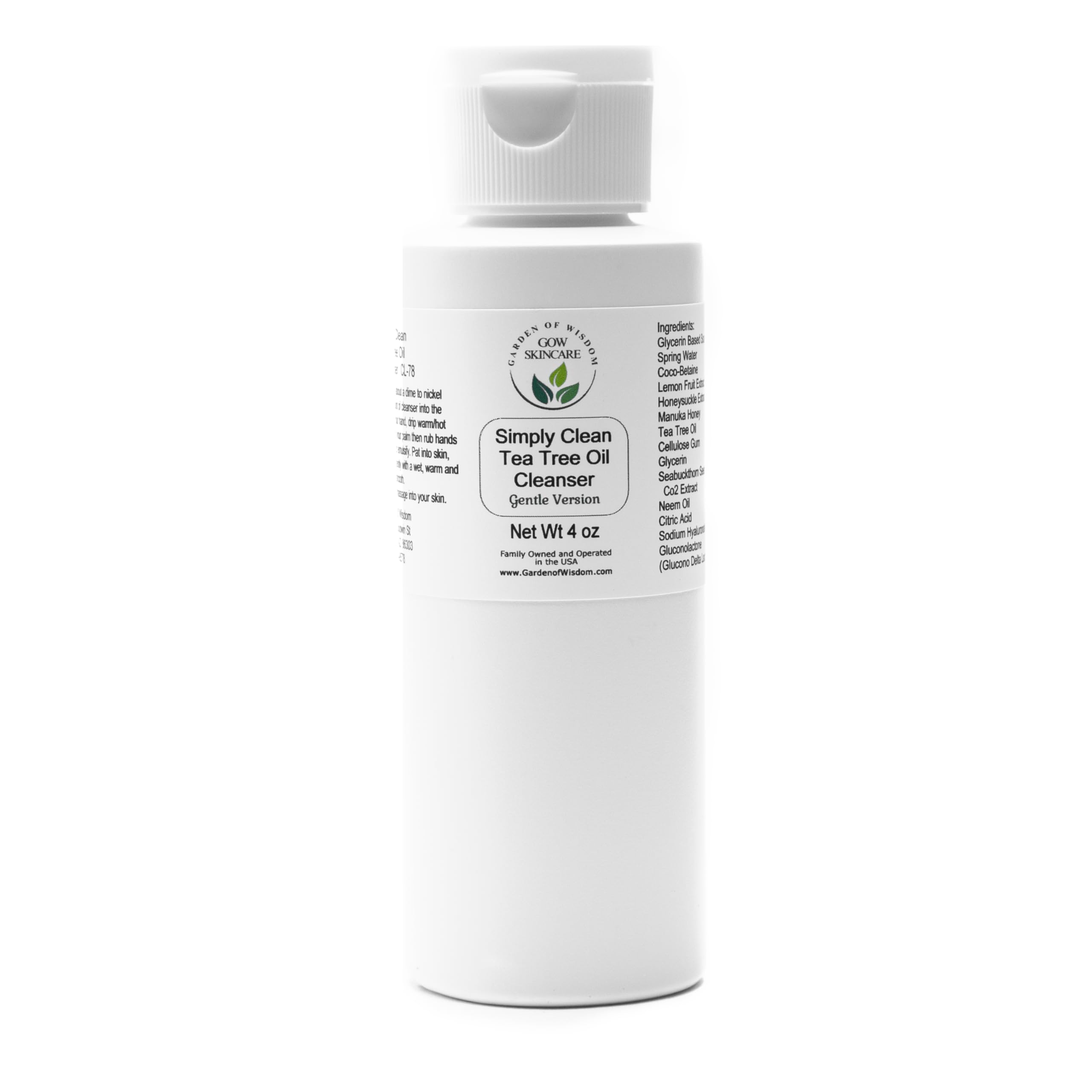 GARDEN of WISDOM Simply Clean Tea Tree Cleanser - Purify, Balance, and Heal with the Power of Tea Tree & Manuka Honey 4oz
