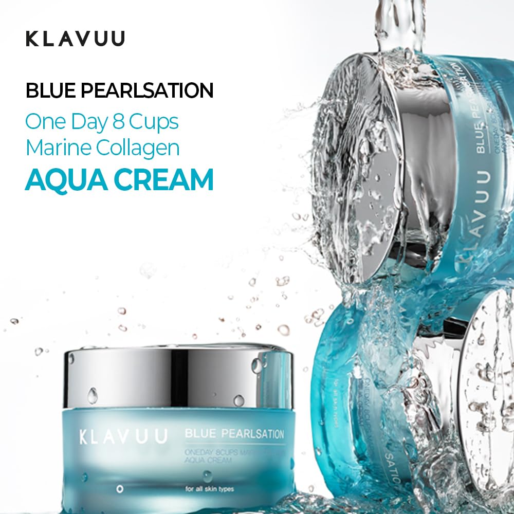 BLUE PEARLSATION ONE DAY 8 CUPS AQUA CREAM-Cooling Effect & Light Weight Texture, Hypoallergenic Soothing & Wrinkle Care Cream w