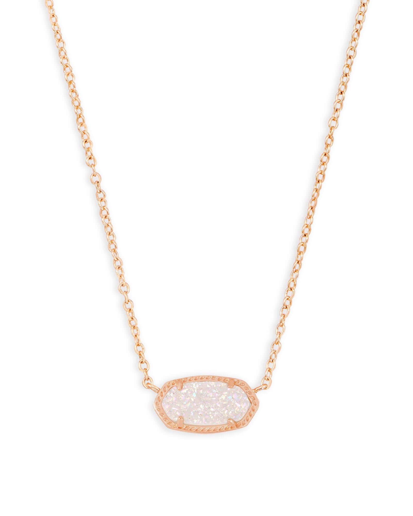 Kendra Scott Elisa Pendant Necklace for Women, Fashion Jewelry, 14k Rose Gold-Plated, Iridescent Drusy