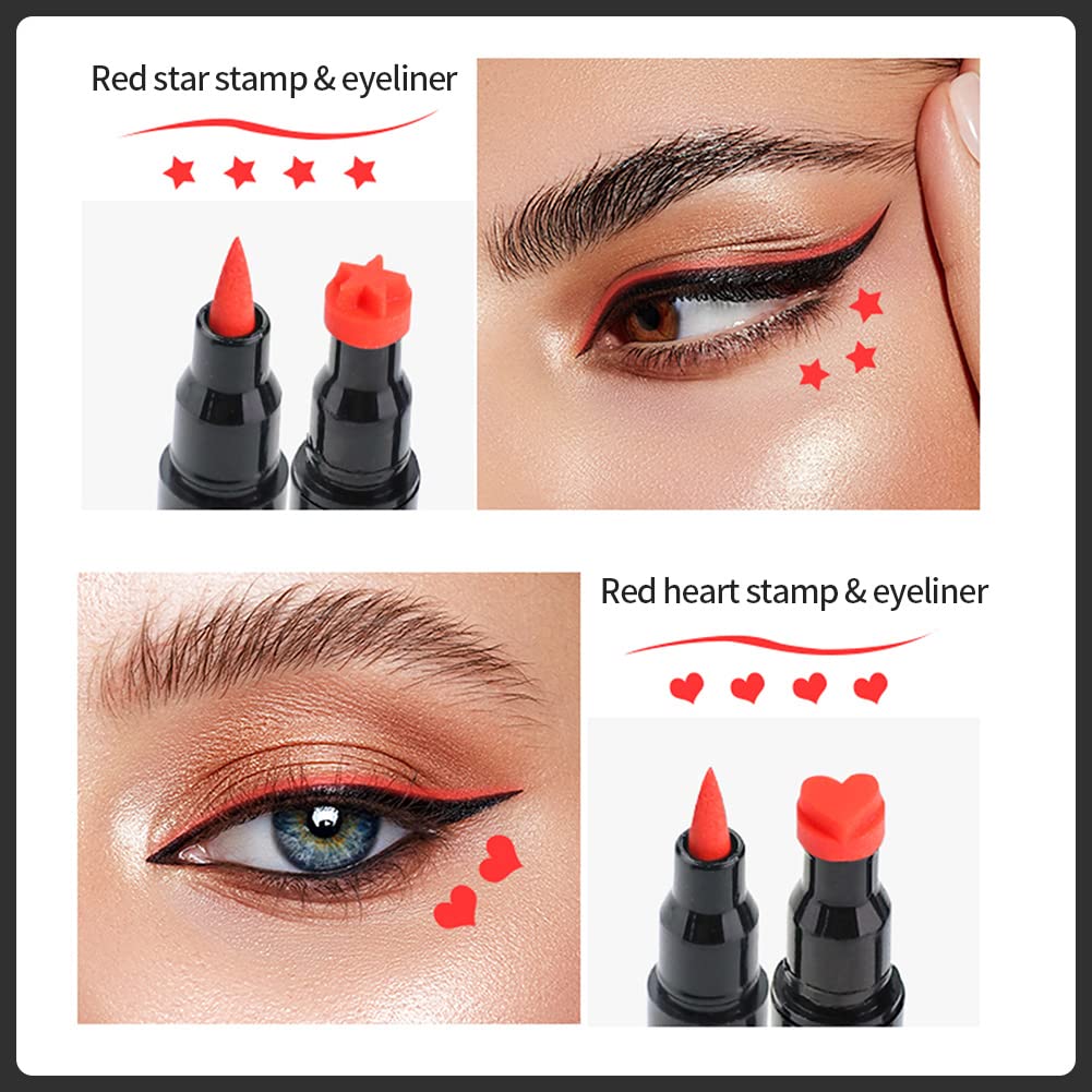 10 Pack Liquid Eyeliner Stamp Set With 8Pcs Eyeliner Stamp And 2Pcs Eyebrow Pencil, Waterproof Smudgeproof Eyeliner Long Lasting