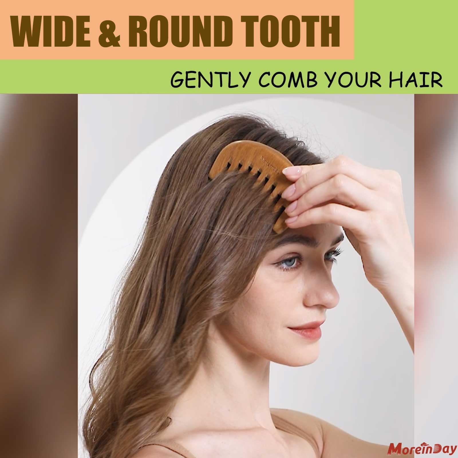 Moreinday Green Sandalwood Comb, Wide Tooth Comb For Women And Men, Detangling Comb, Hair Comb, Best Friend Ever Engraved, Porta
