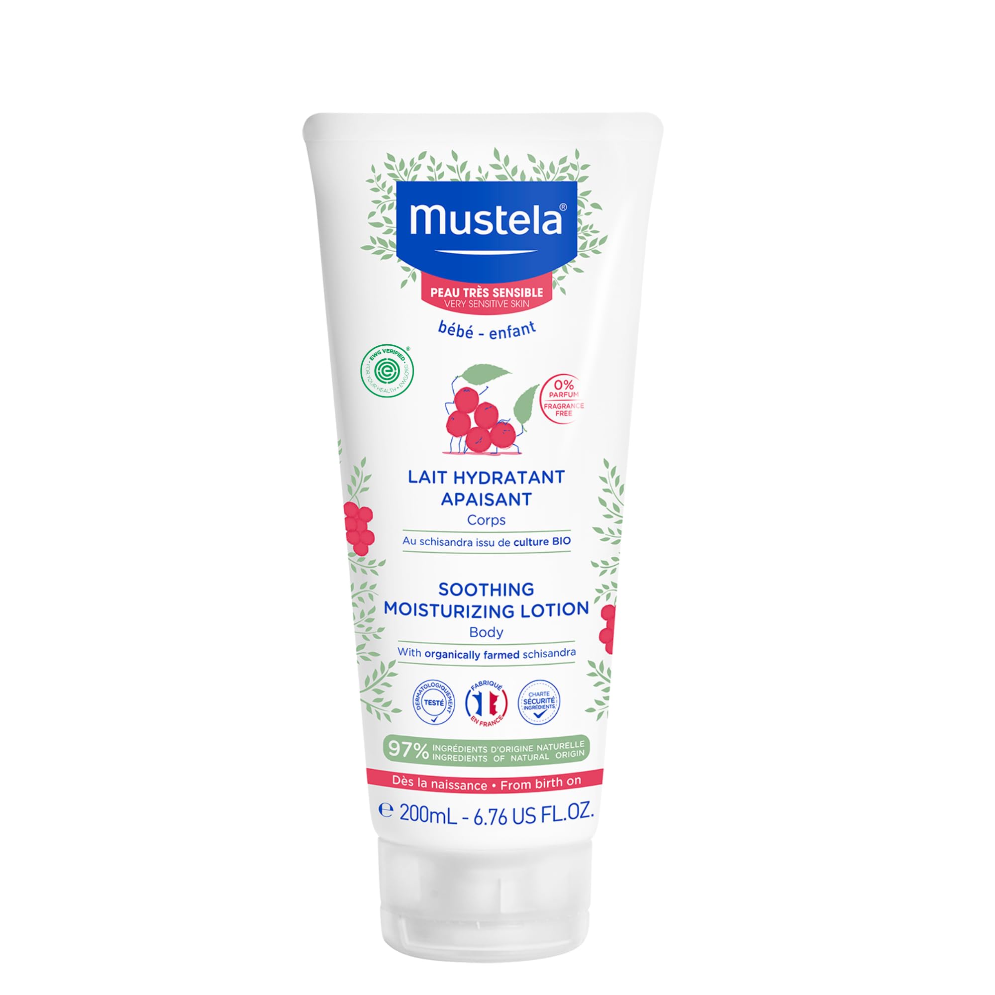 Mustela Baby Soothing Lotion - Moisturizing Body Lotion for Very Sensitive Skin - with Natural Avocado & Schizandra Berry - Frag