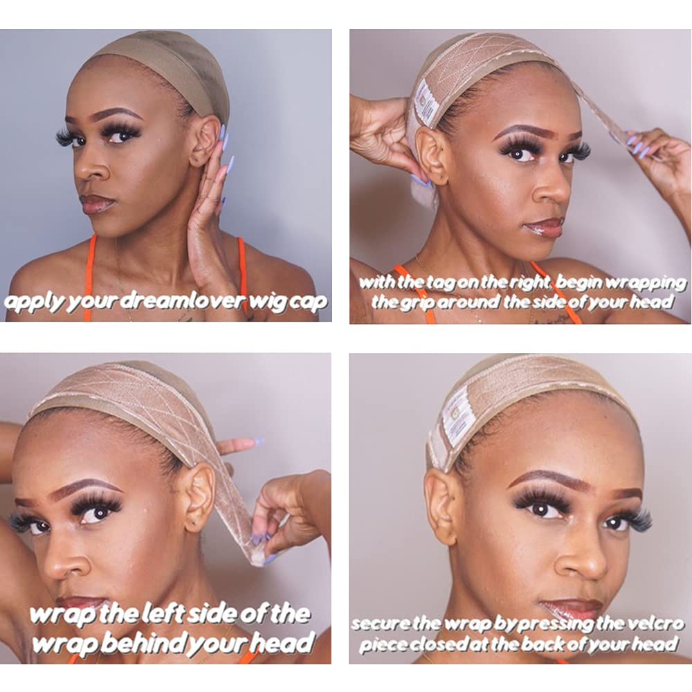 Dreamlover Wig Grip Headband - Tan, Lace Material, One Size, 2 Pieces for Secure Wig Wear