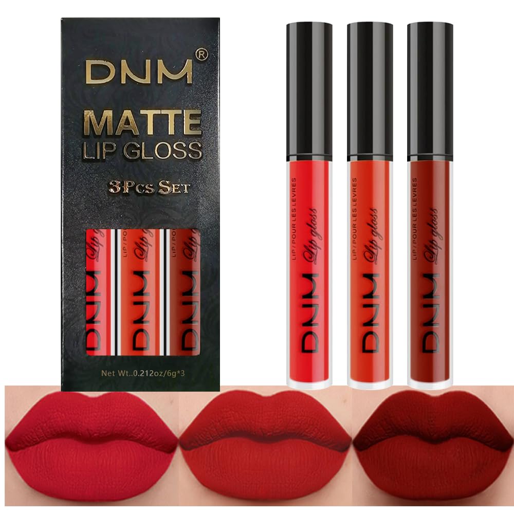 BINGBRUSH 3 Pcs Matte Liquid Lipstick Set, 24H Long Lasting Waterproof Smudge Proof Lip Stain, Velvet Finish Lip Gloss Makeup Gi