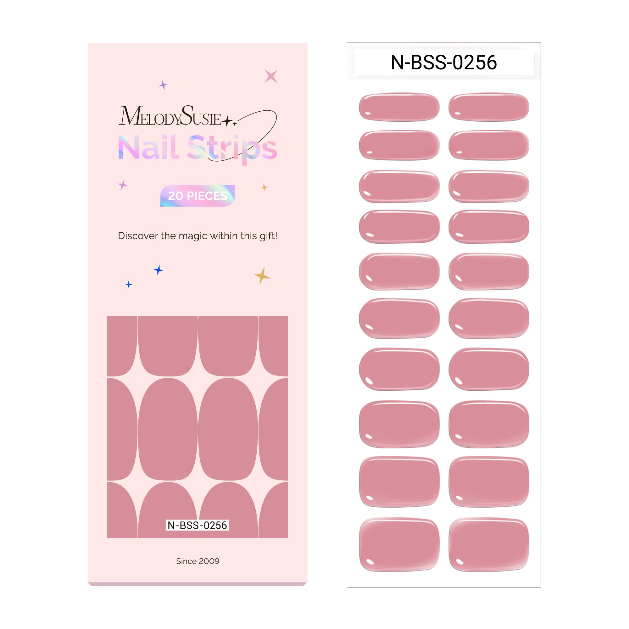 MelodySusie Semi Cured Gel Nail Strips (Genuine Pink)- Works with Nail lamp, Salon-Quality, Long Lasting, Easy to Apply & Remove