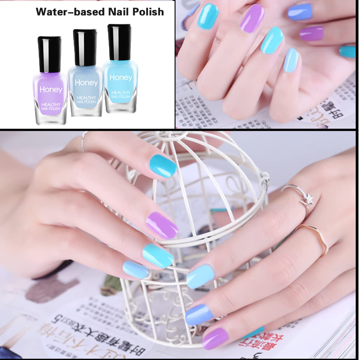 Tophany Non Toxic Nail Polish Set, Easy Peel Off And Fast Dry Nail Polish Set For Pack, Eco Friendly And Organic Water Based Nai