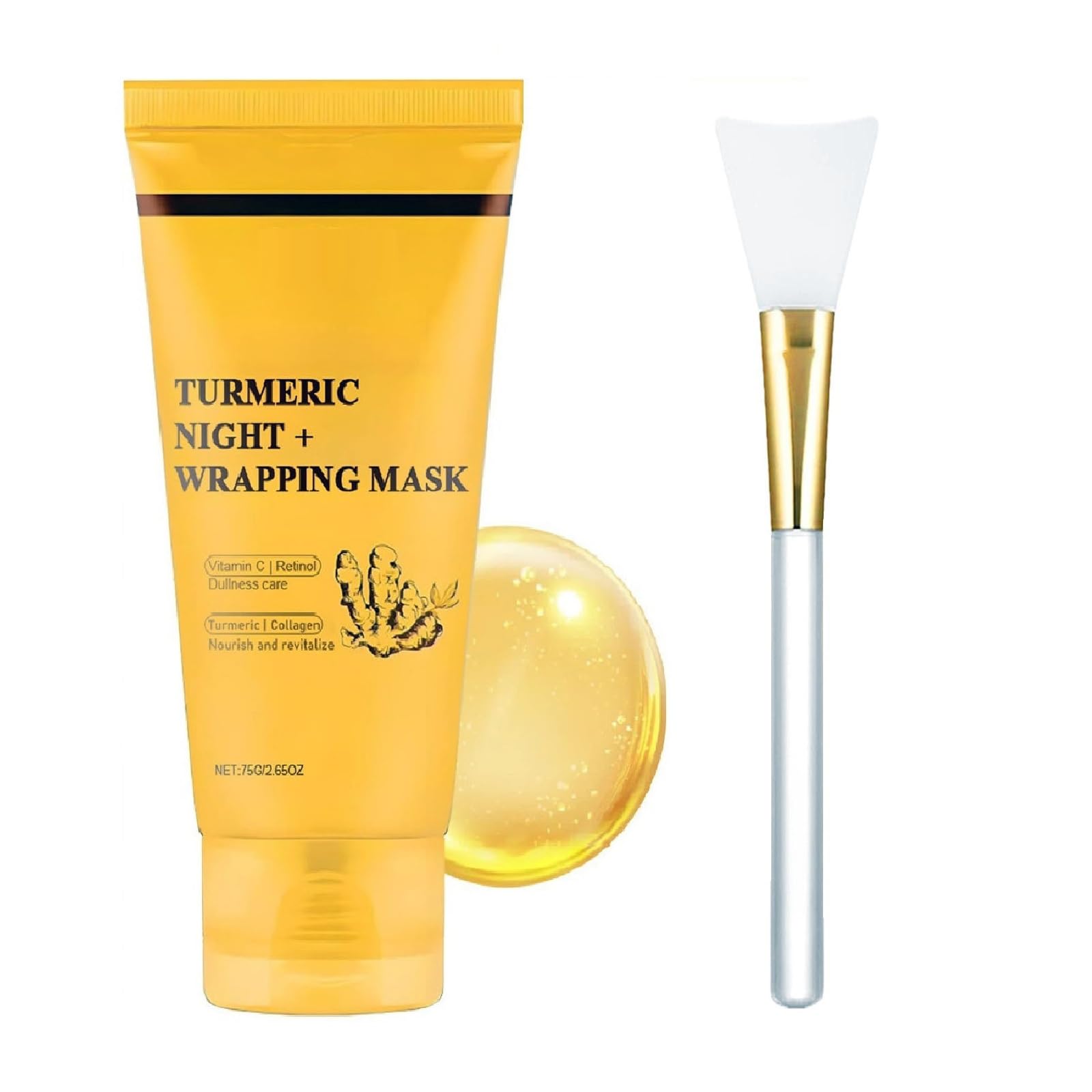 ZTSGU Turmeric Kojic Acid Overnight Mask, Deep Nourish Moisturizing & Firming Peel Off Sleeping Collagen Turmeric Face Mask.(1 P