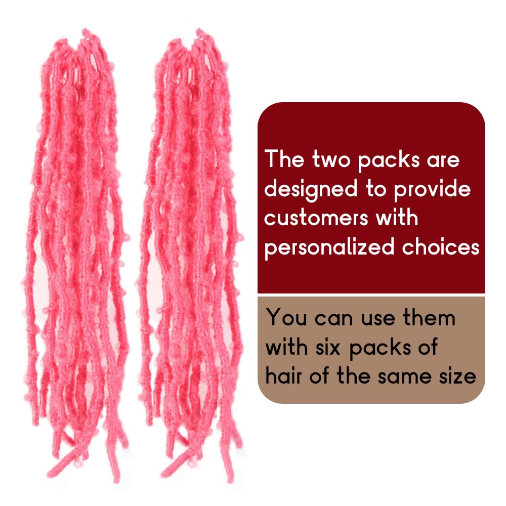 Bohobabe 2 Packs Pink Butterfly Locs Crochet Hair 12 Inch Butterfly Faux Locs Crochet Hair Short Distressed Locs (2 Packs, Pink)