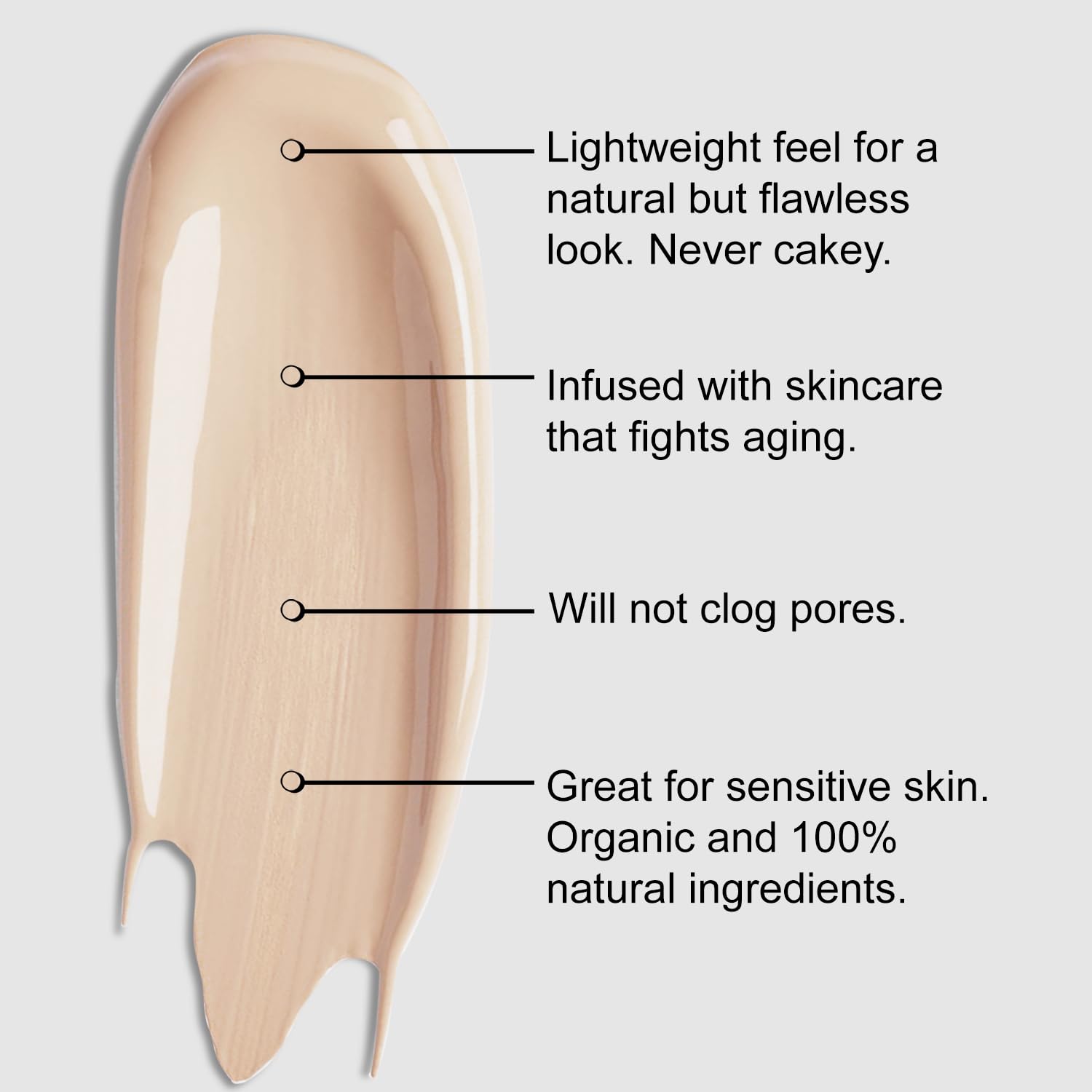 BaeBlu Organic Aloe-Based Liquid Foundation - Vegan, Gluten-Free, 1 Fl Oz, Hazelnut