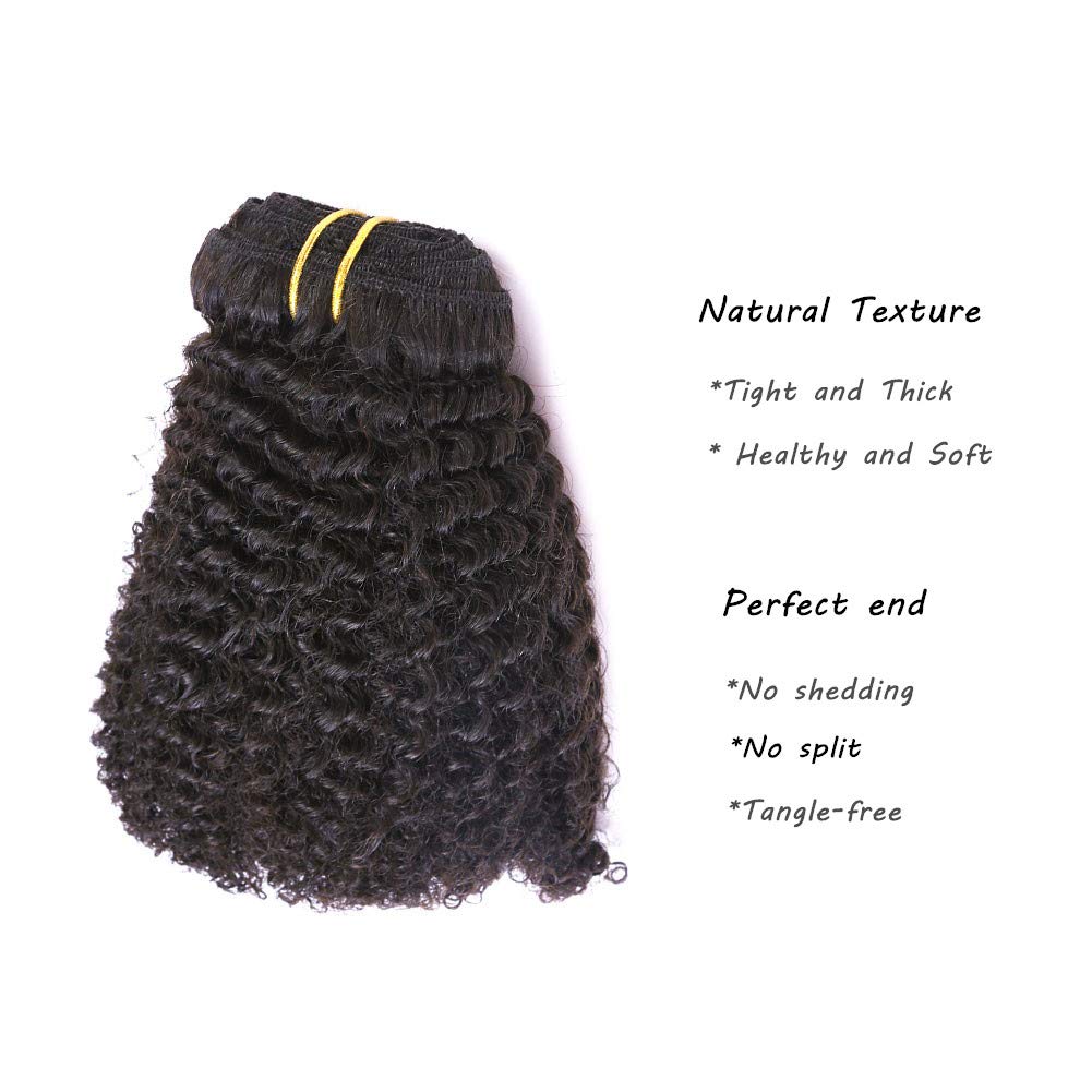 Caliee Afro Coily 3C And 4A Clip In Hair Extensions 100% Virgin Human Hair For Black Women Afro Kinky Curly Double Weft, 7 Piece