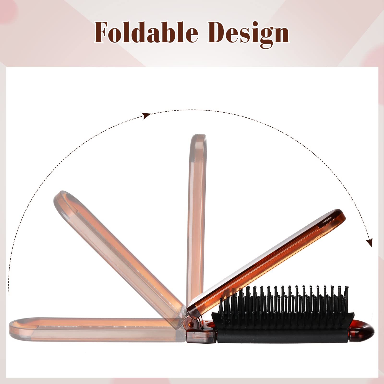 Nuenen 4 Pcs Folding Hair Brush With Mirror Portable Mini Hair Brush Small Compact Pocket Hair Comb For Family Travel Car Gym Wi