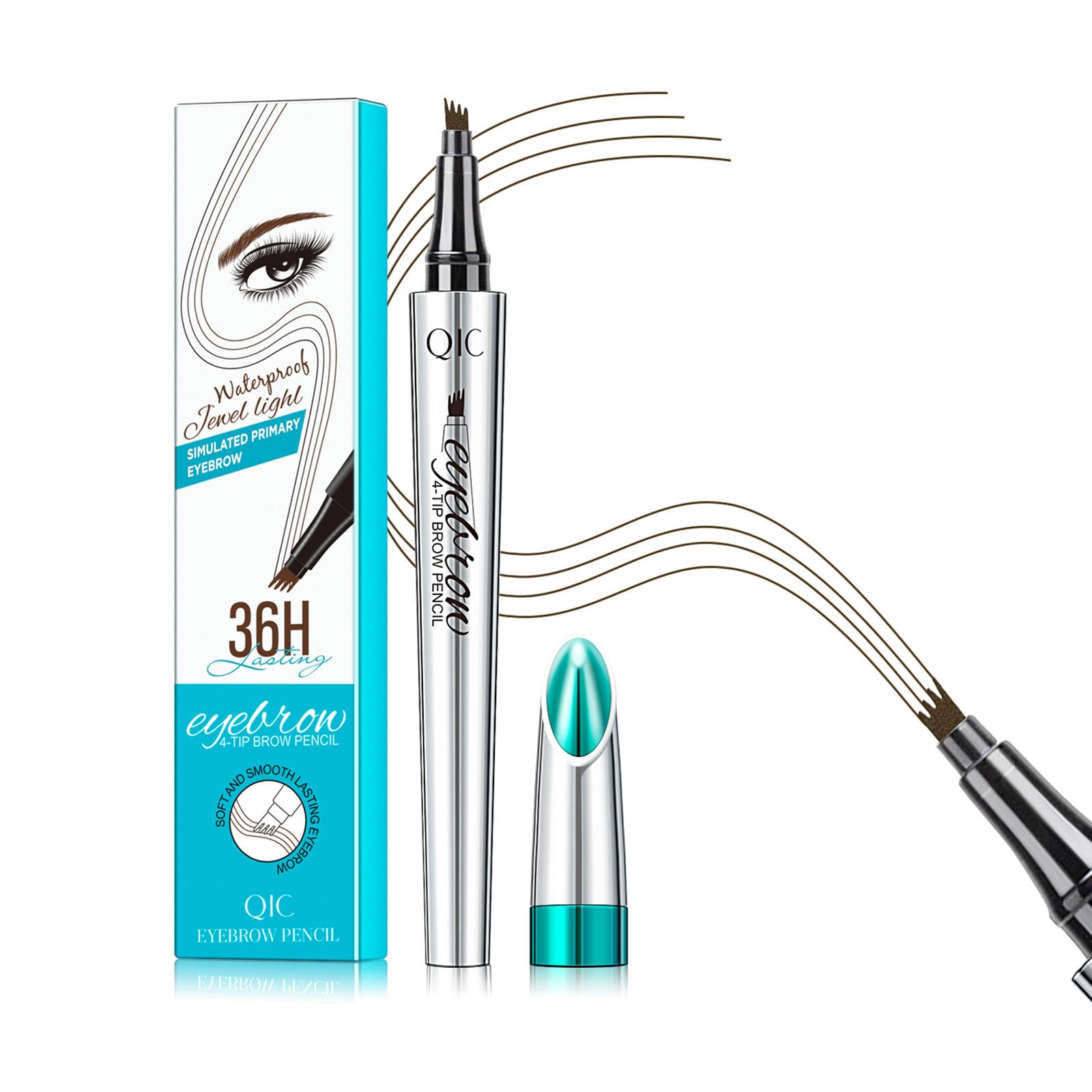 Qic Eyebrow 4 Tip Brow Pencil,Microblading Eyebrow Pen Waterproof Long-Lasting Eyebrow Microblading Pen Eyebrow Pencil With An U