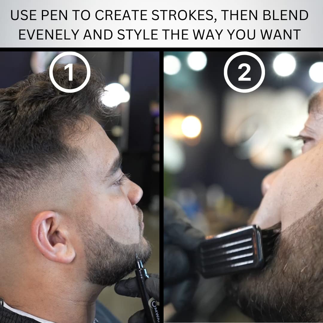 Omwah Pencil Filler For Beard, Eyebrow And Mustache - Water Proof Pen With Beard Brush, Long Lasting Natural Finish For Men (Bla