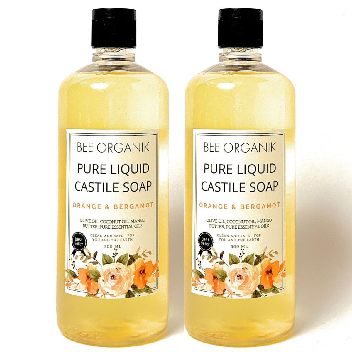 Bee Organik Pure Liquid Castile Soap | Natural, Organic And Safe | Eco-Friendly And Non-Toxic | Hands And Body | Baby And Pet Sa