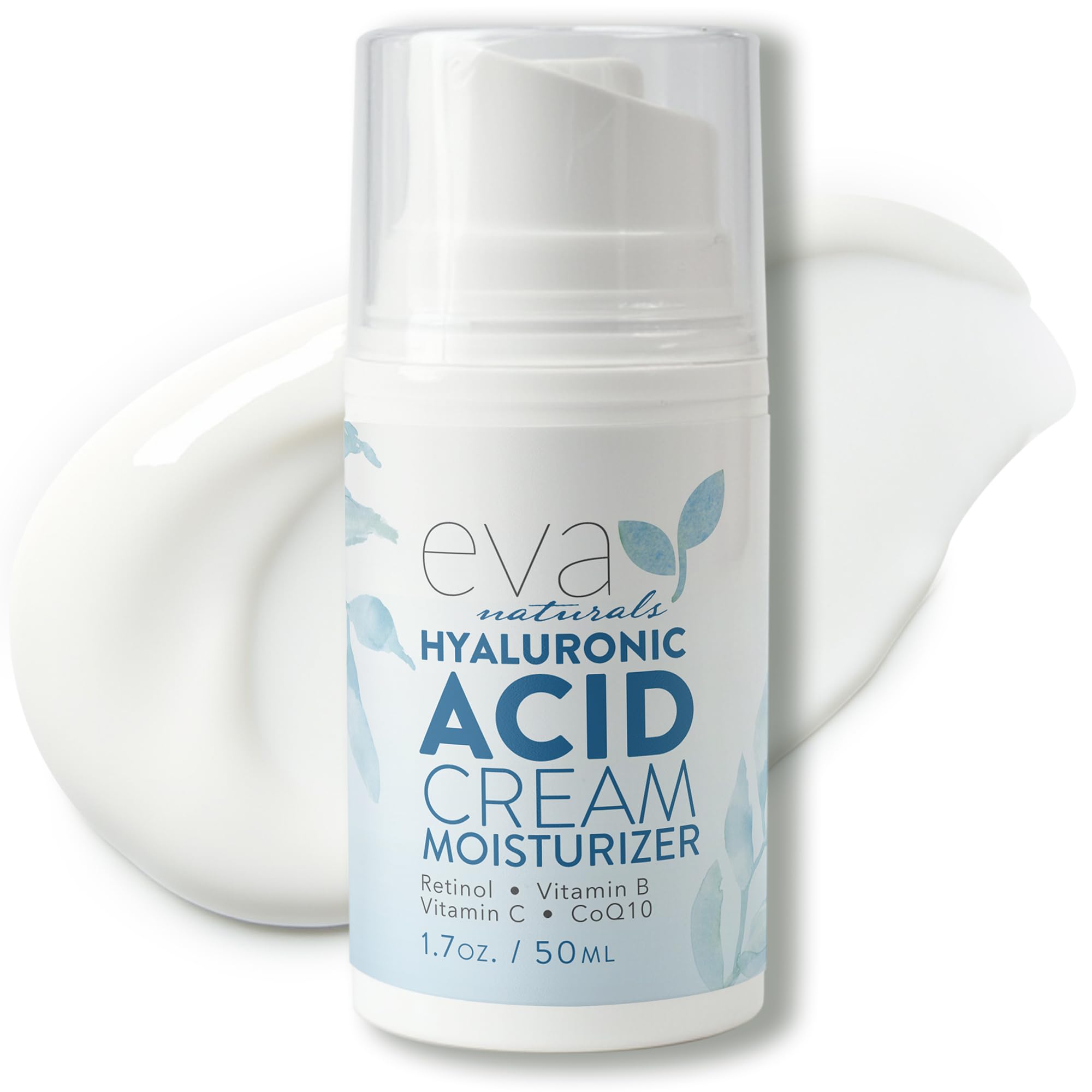 Eva Naturals Hydrating Face Cream with Hyaluronic Acid - Anti-Aging, Wrinkle Face Moisturizer for Women and Men, With Aloe Vera 