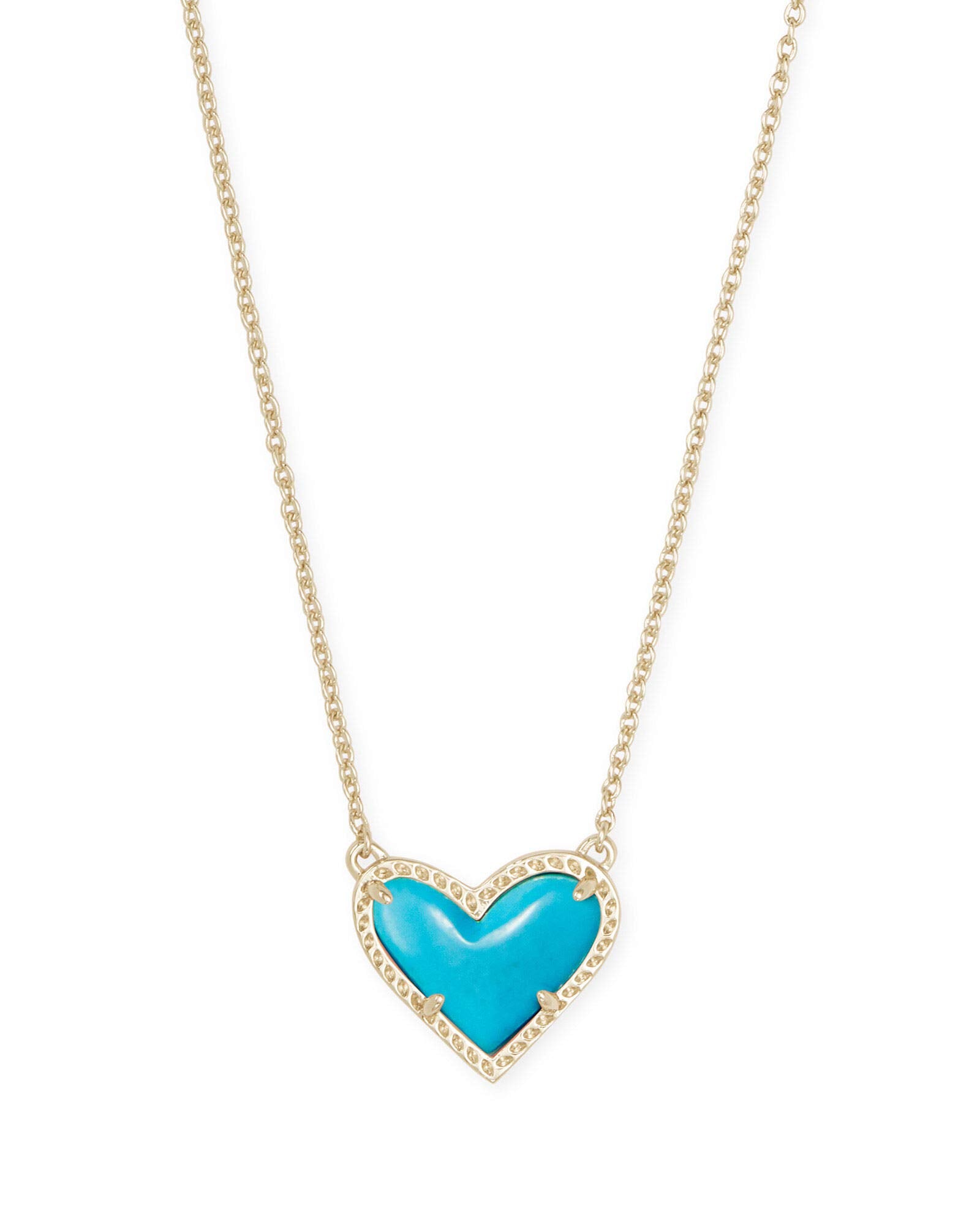 Kendra Scott Ari Heart Pendant Necklace for Women, Fashion Jewelry, 14k Gold-Plated, Turquoise Magnesite