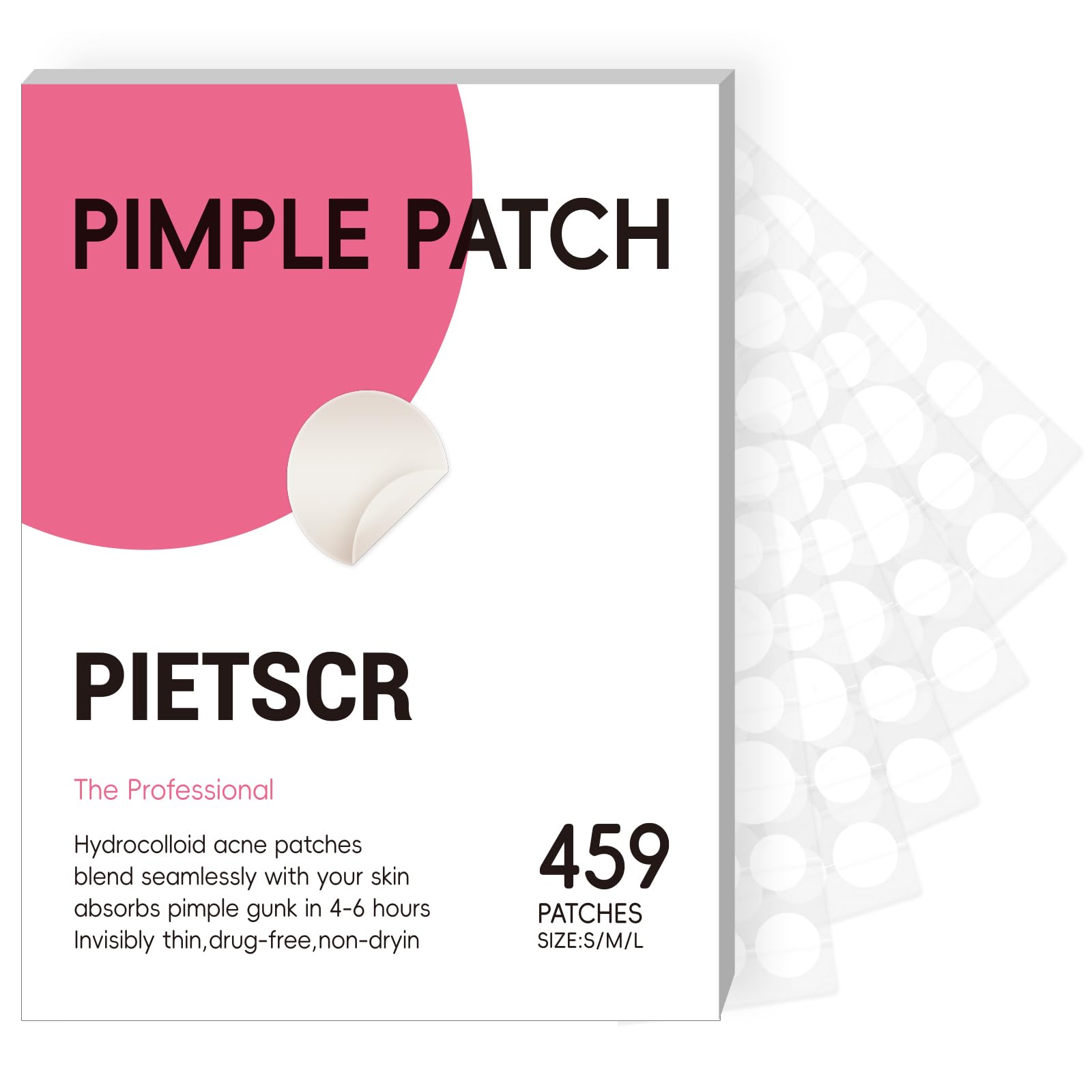 PIETSCR Pimple Patches for Face, 459 Counts Clear Acne Patches, Zit Patches with Tea Tree Oil, Salicylic Acid & Hydrocolloid for