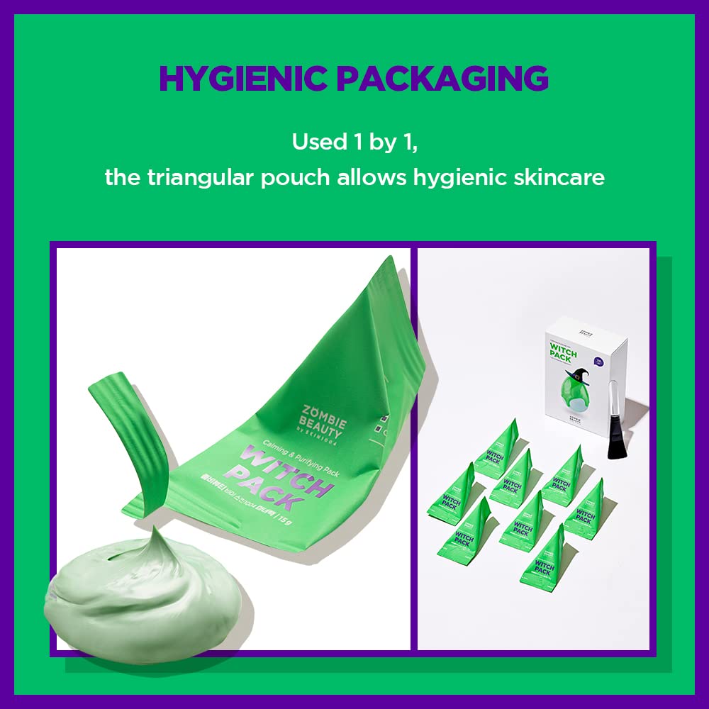 Skin1004 Witch Pack (1Box - 8Ea) | Creamy Mud Pack With Green Tea, Water Calming Purifying Pore Care