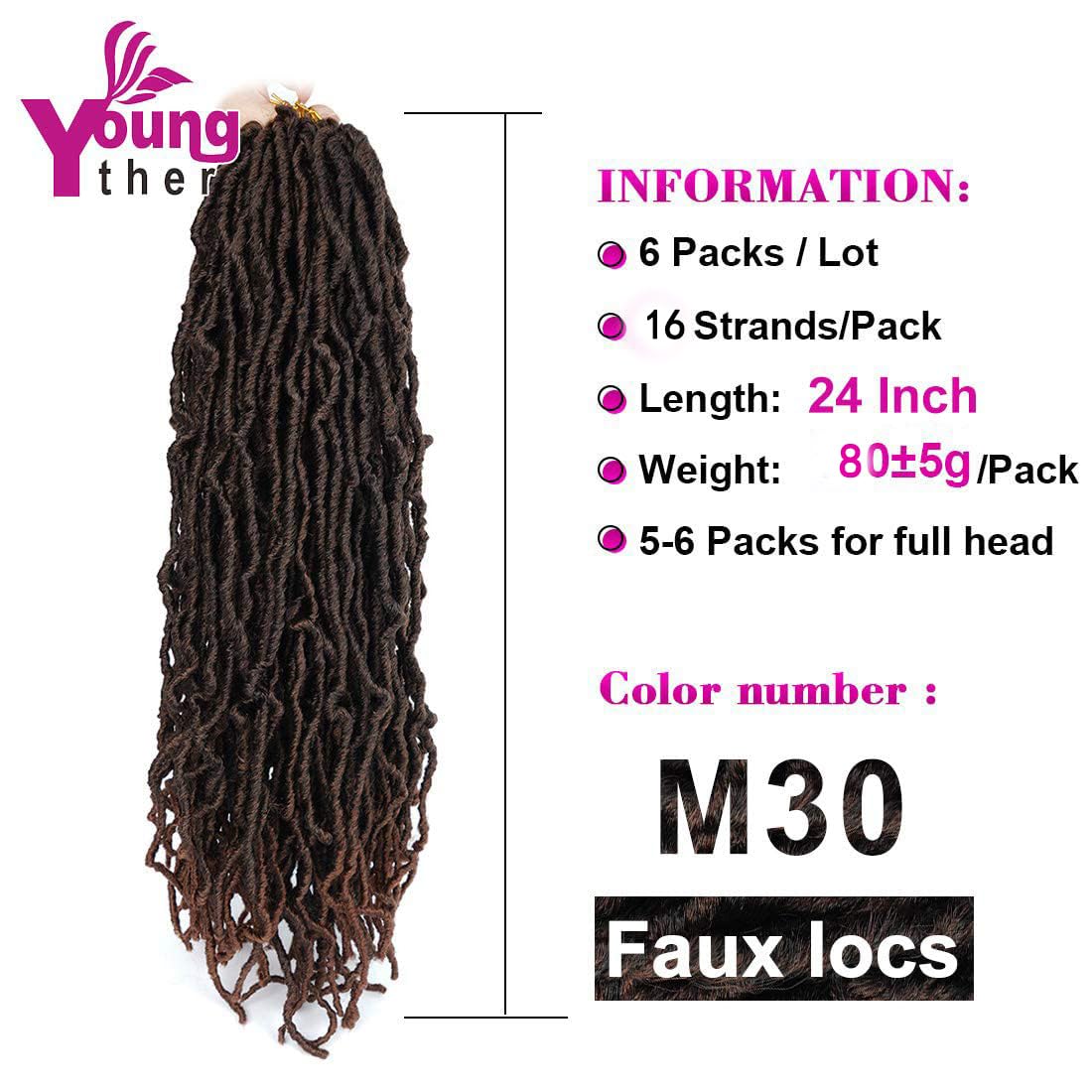 6 Packs New Faux Locs Brown Crochet Hair Most Natural New Soft Locs Crochet Hair New Ombre Goddess Locs Crochet Hair For Black W