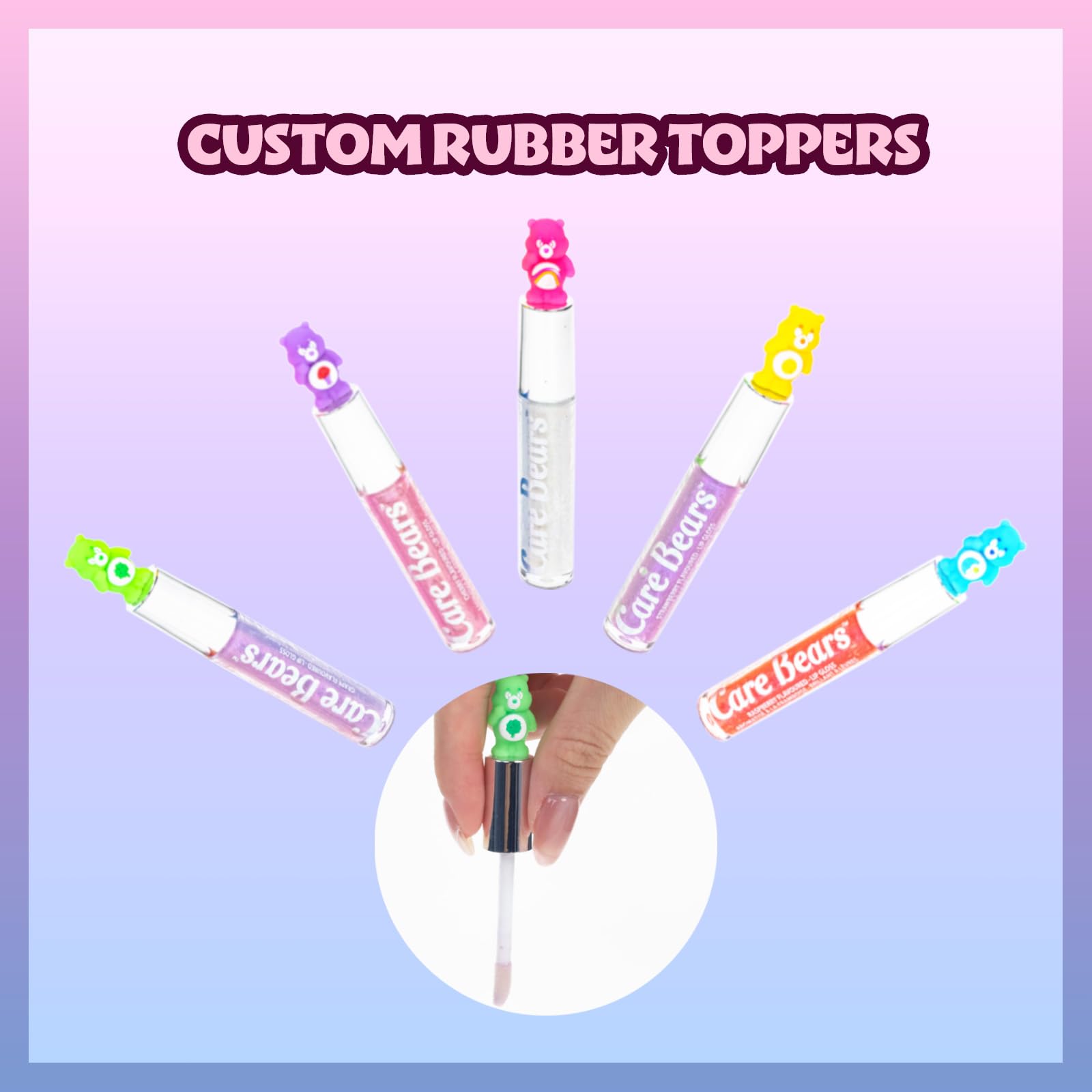 Care Bears 10 Piece Plant Based Lip Gloss, Girls Party Favors, First Makeup Set For Girl, Perfect For Parties, Sleepovers, And B