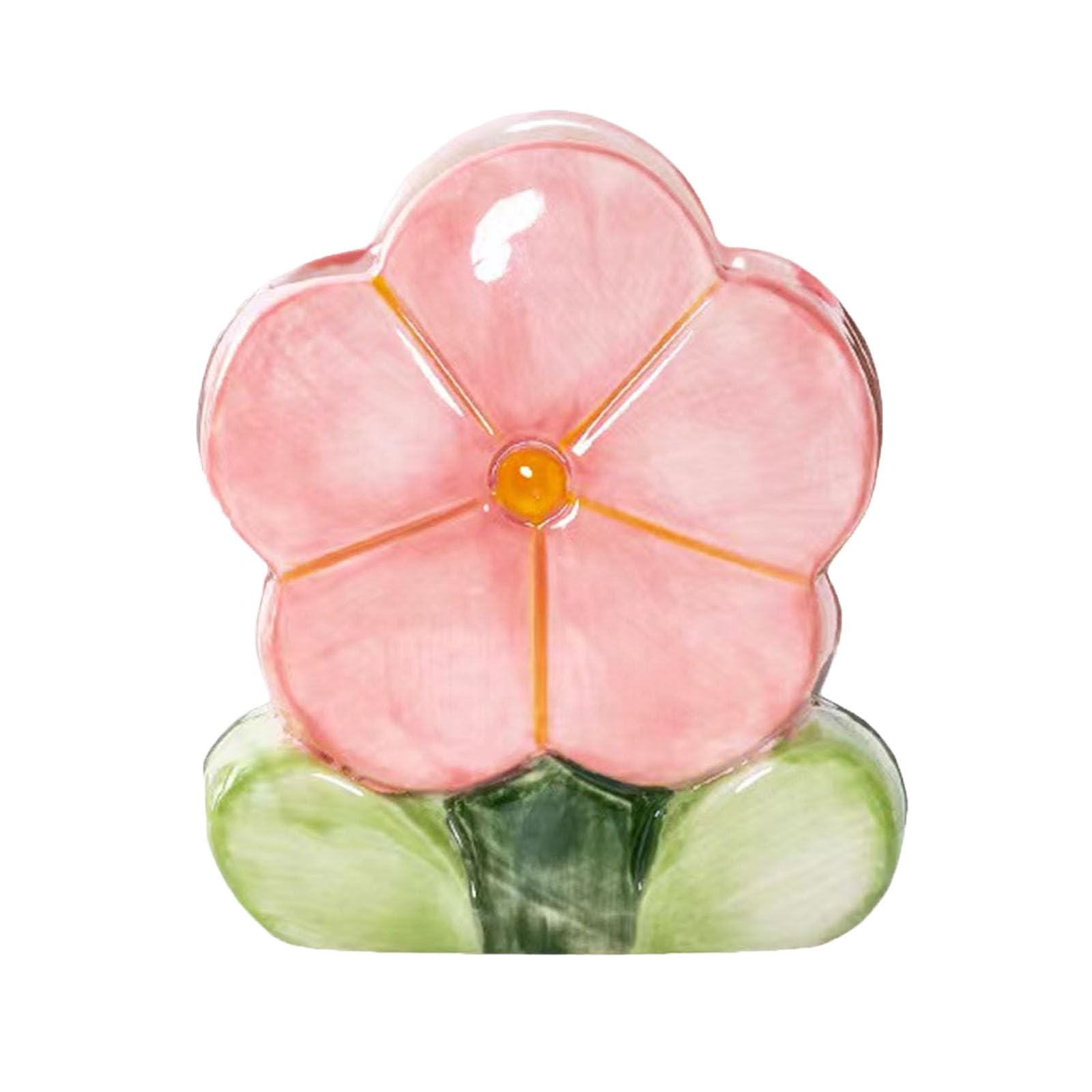 ZHU YU CHUN 1 PC Flower Makeup Storage Box Ceramic Blossom Five Petals Pen Holder Pen Holder Desktop Storage Box (Pink)