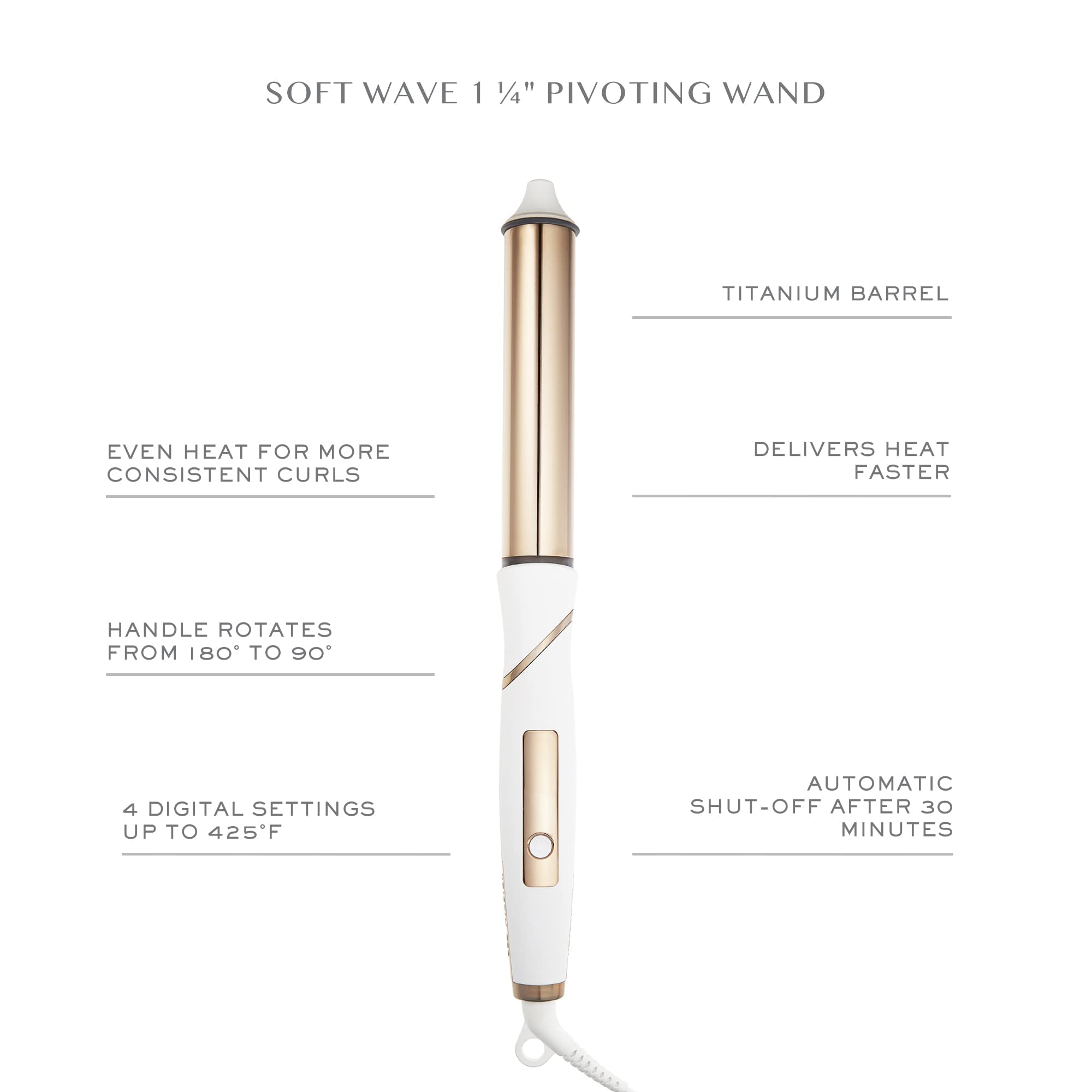 Kristin Ess 1 1/4" Rotating Curling Iron - Dual Voltage, Auto Shut Off, Long Barrel, White, Model 10184KES0113