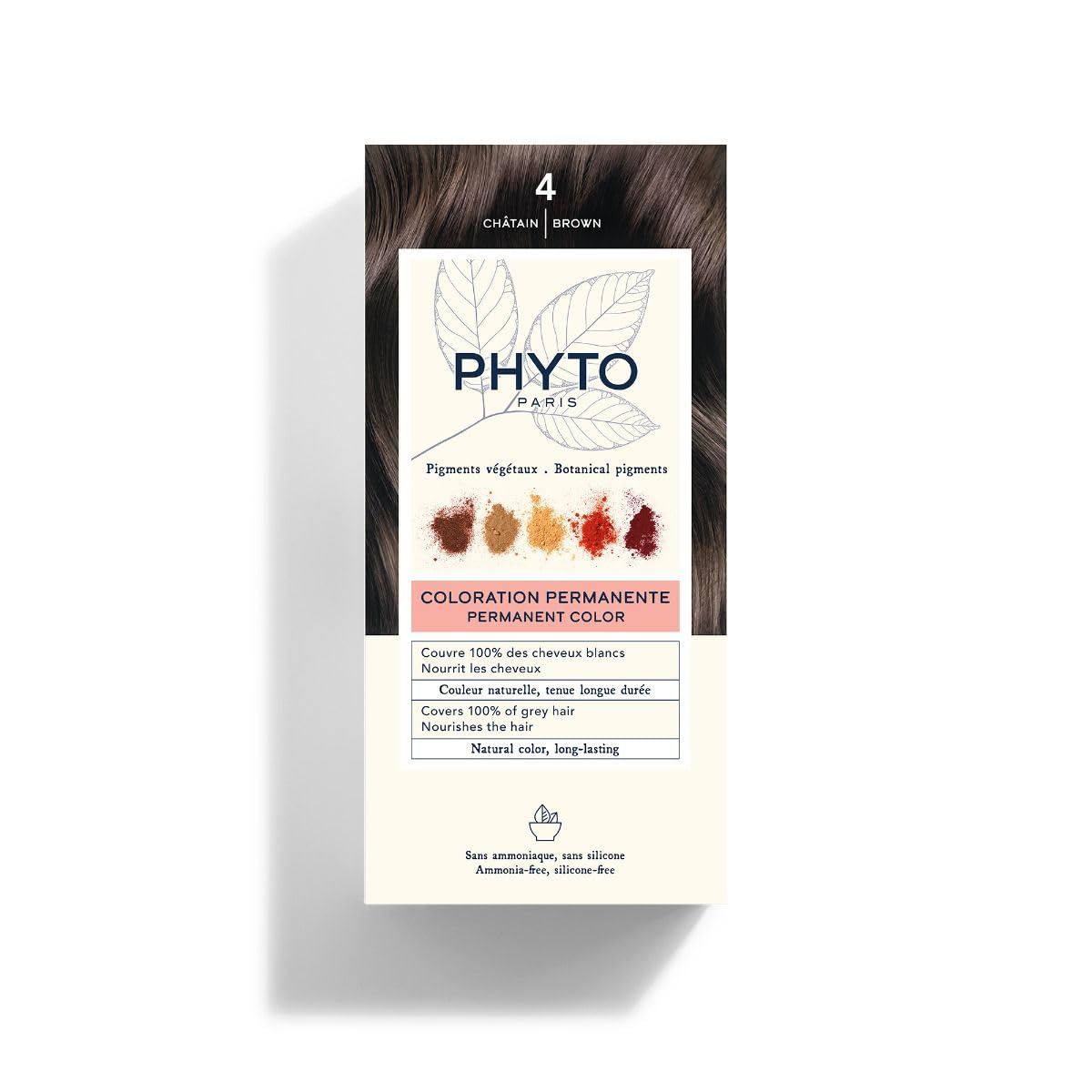 Phytocolor 4 Brown Hair Color for Women - Permanent Hair Dye with Botanical Pigments - Enriched with Jojoba & Manoi Oils, Scalp-