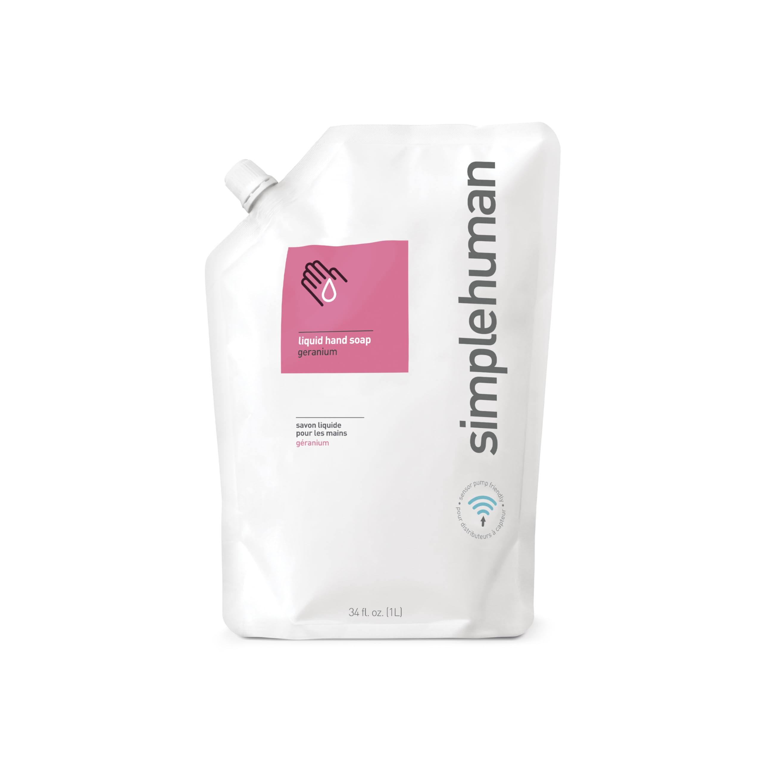 Simplehuman Geranium Moisturizing Liquid Hand Soap Refill Pouch, 34 Fl. Oz