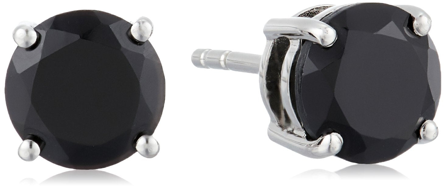 Sterling Silver Black Spinel 7 mm Round Stud Earrings