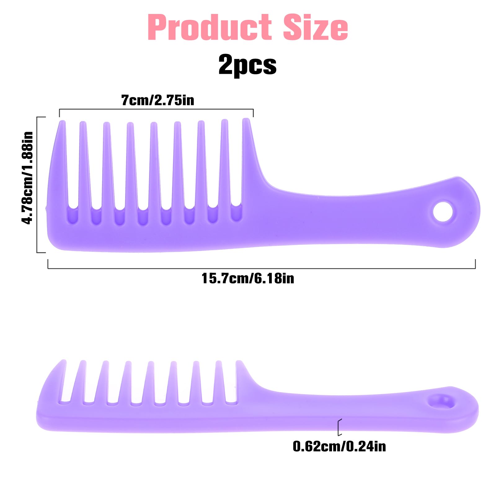 Mini Hair Combs For Women, 2 Pack Small Wide Tooth Comb Portable Travel Detangling Comb Anti-Static Curl Comb Shower Comb No Tan