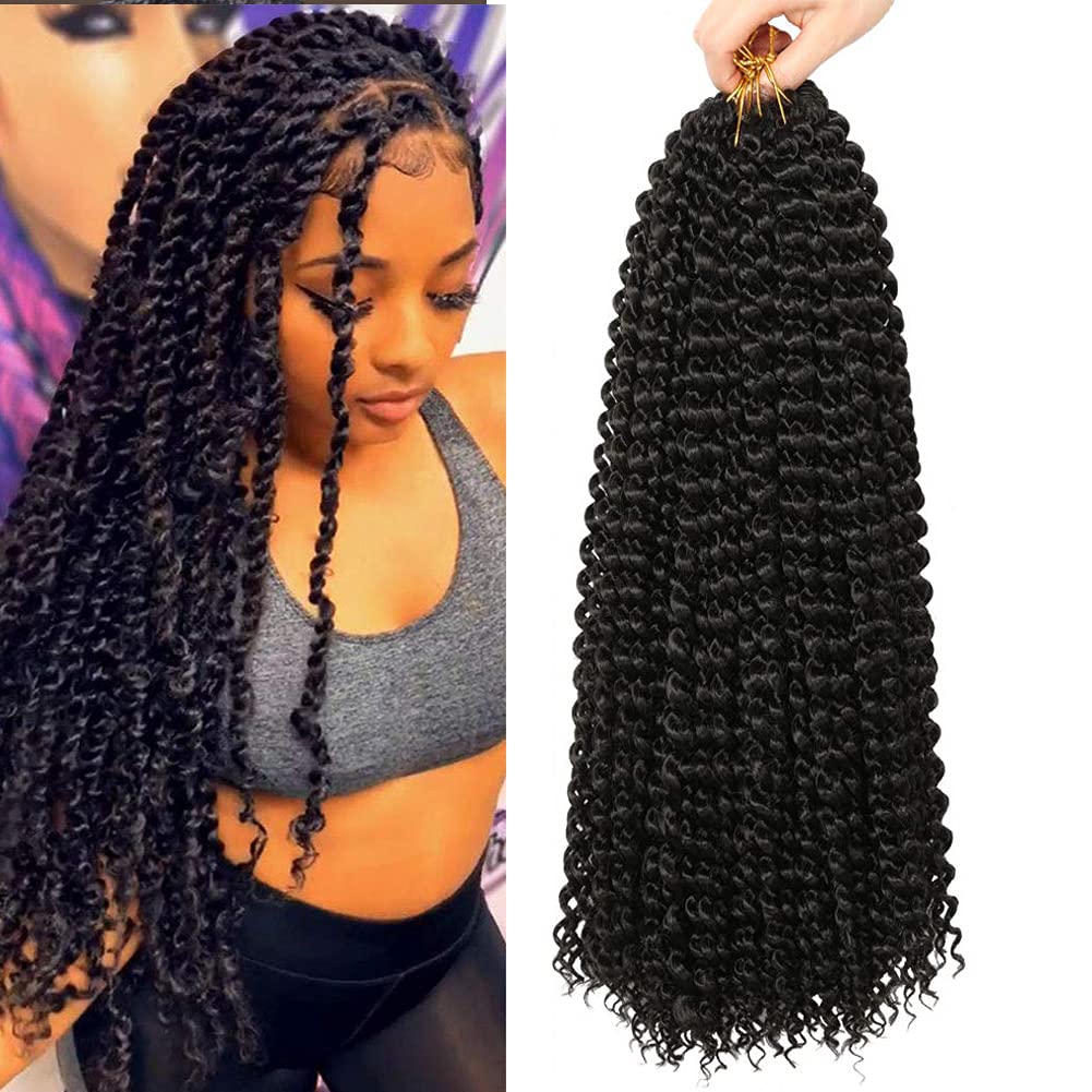 Passion Twist Hair 18 Inch, 7 Packs Passion Twist Braiding Hair Water Wave Crochet Hair Passion Twist Crochet Hair Braids Synthe