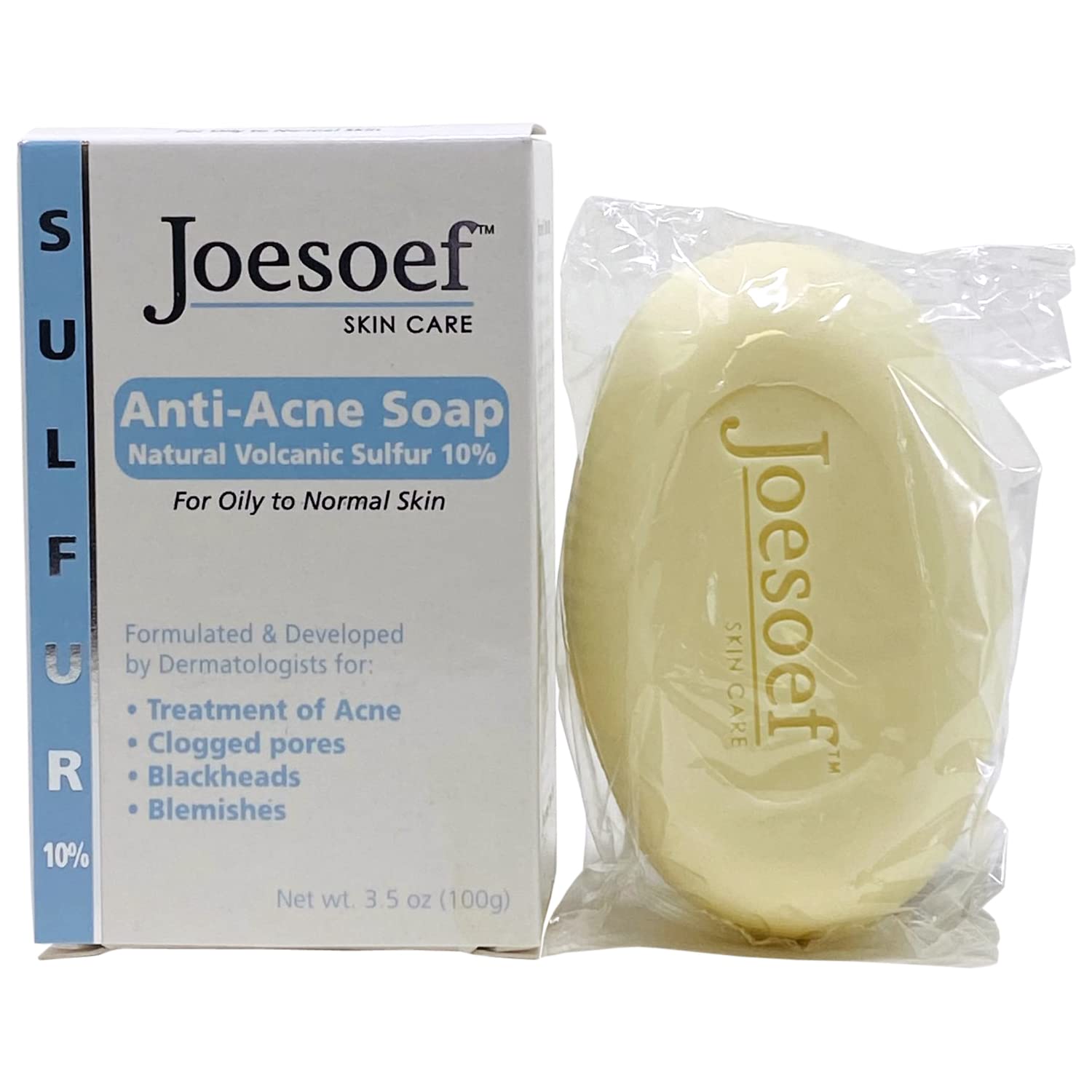 JOESOEF SKIN CARE Sulfur Soap for Acne, 100G, Dermatologist Approved, Yellow, Model SS101
